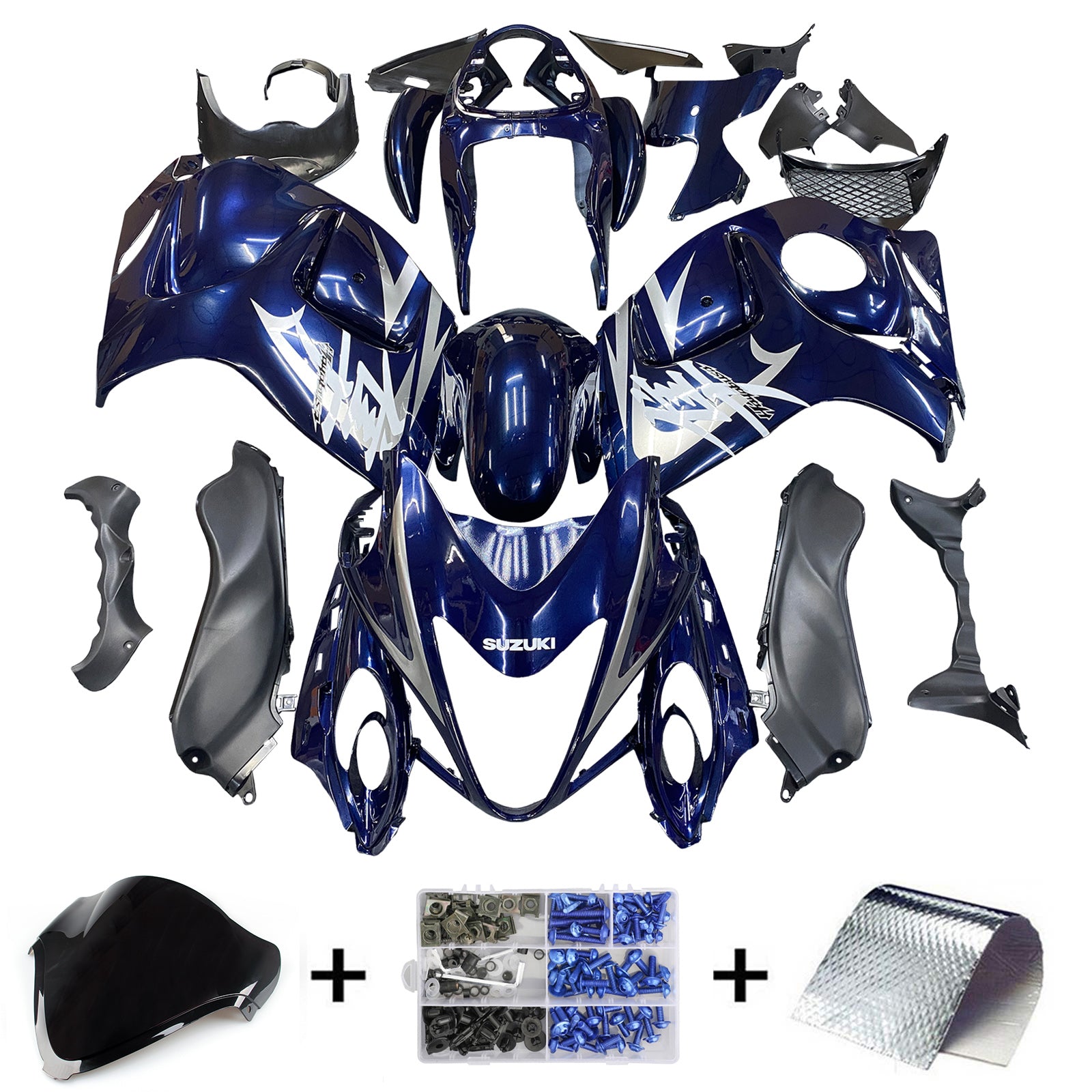 Amotopart 2008-2020 Kit carena Suzuki Hayabusa GSX1300R blu scuro lucido