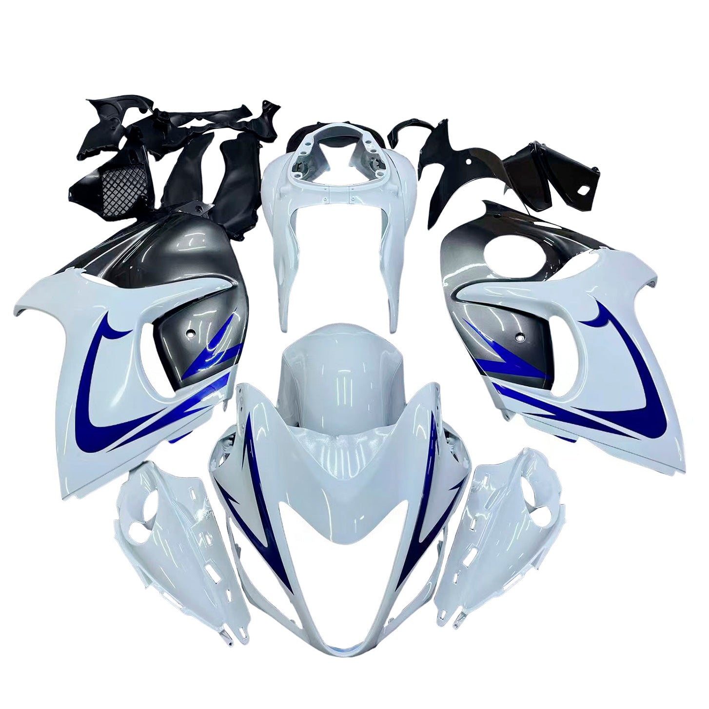 Amotopart 2008-2020 Suzuki Hayabusa GSX1300R White&Grey Fairing Kit