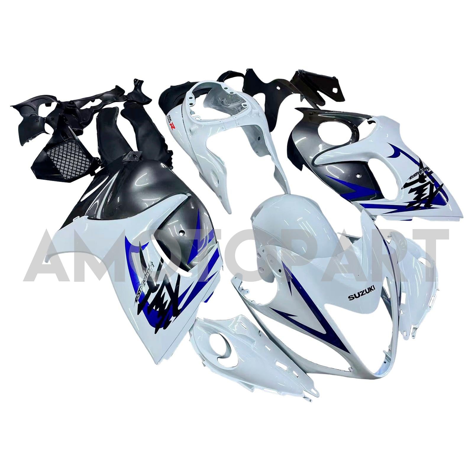 Amotopart 2008-2020 Suzuki Hayabusa GSX1300R White&Grey Fairing Kit