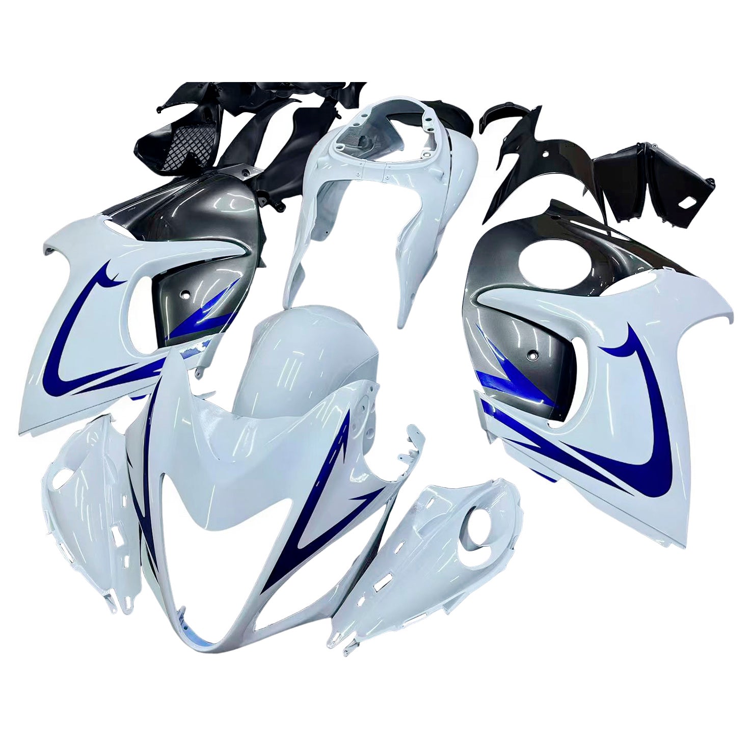 Amotopart 2008-2020 Suzuki Hayabusa GSX1300R Kit de carenagem branca e cinza