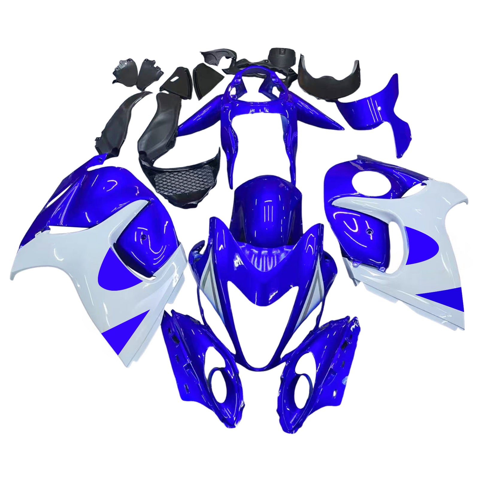 Amotopart 2008-2020 Suzuki Hayabusa GSX1300R Blue&White Style1 Fairing Kit