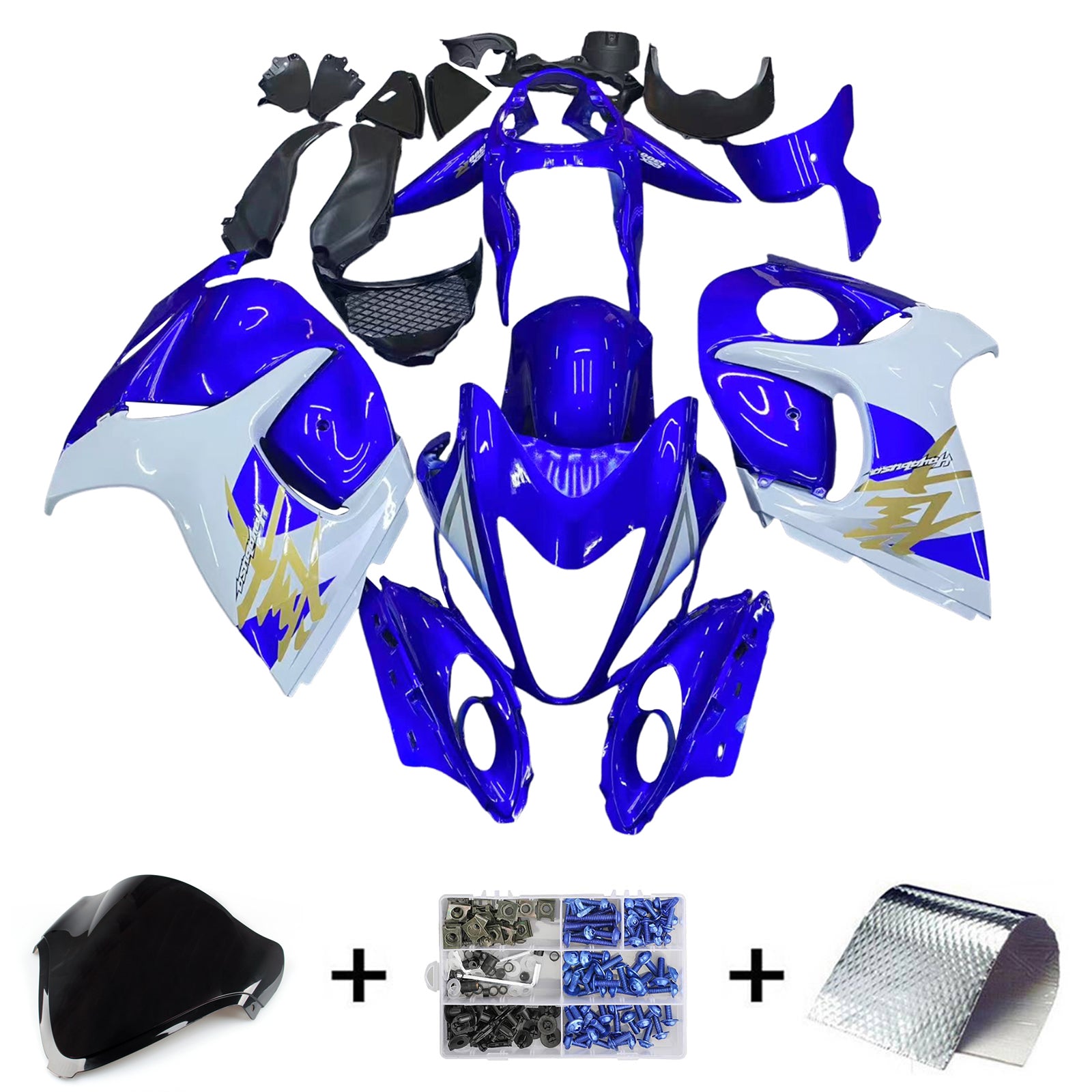 Amotopart 2008-2020 Suzuki Hayabusa GSX1300R Blue & White Style 1 Failing Kit