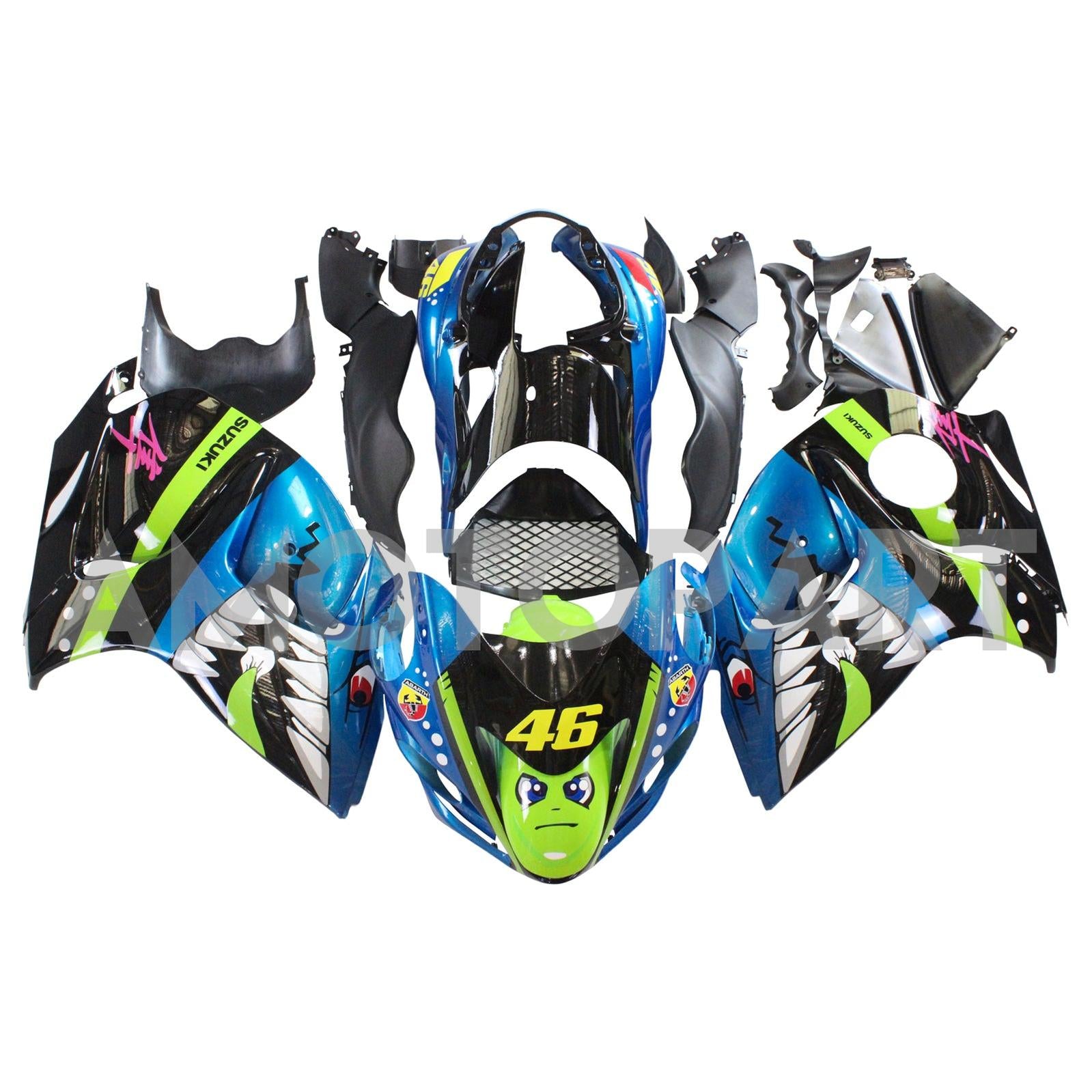 Amotopart 2008-2020 Suzuki Hayabusa GSX1300R Fairing Blue&Green Kit