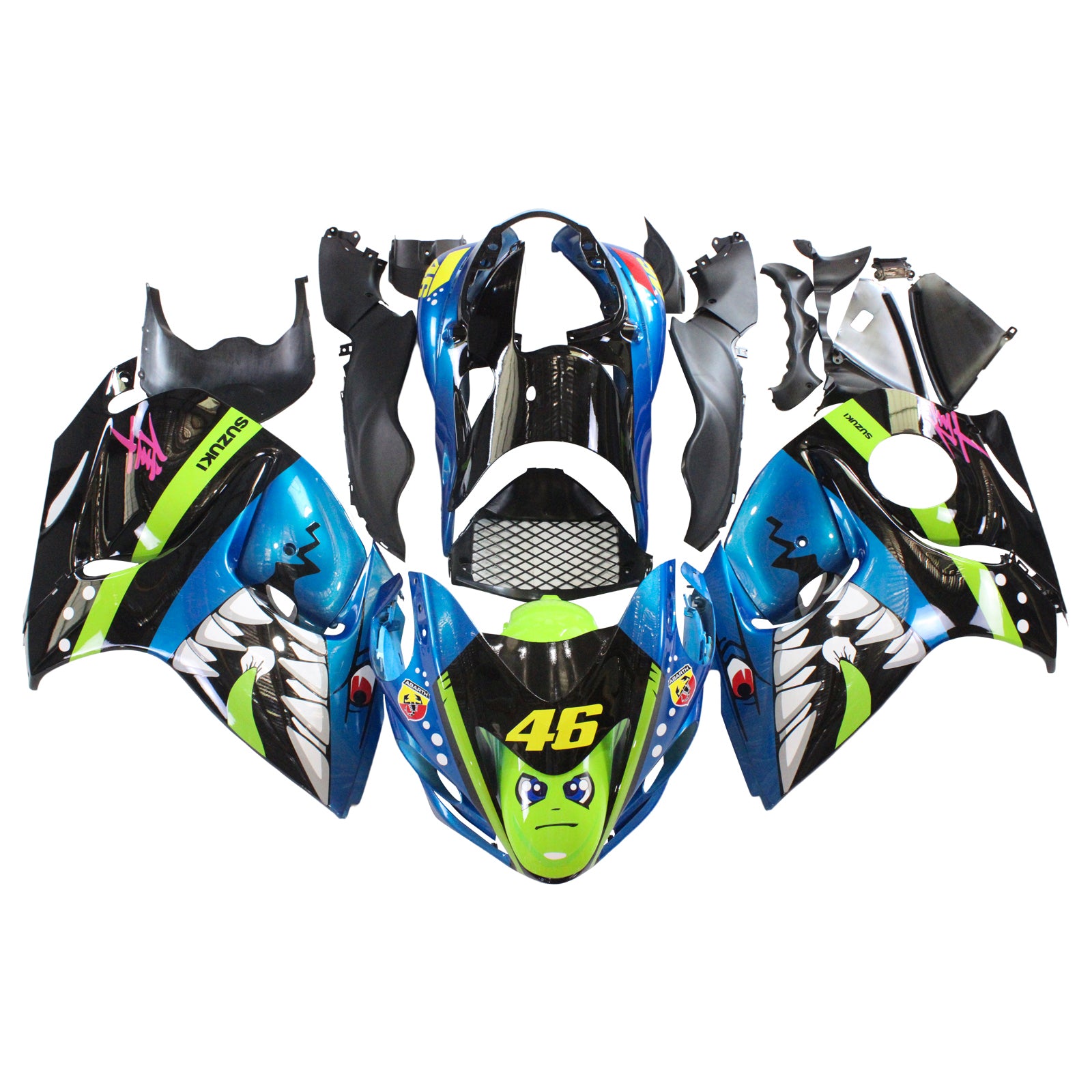 Amotopart 2008-2020 Suzuki Hayabusa GSX1300R Kit de carenado azul y verde