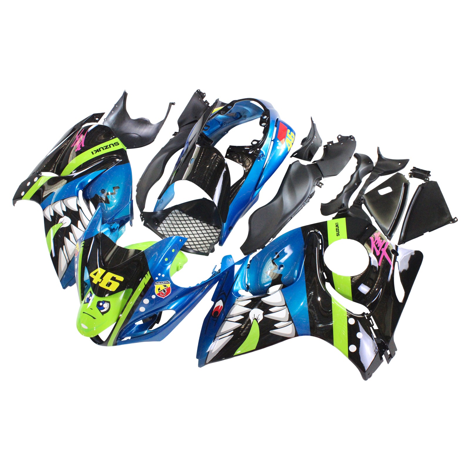 Amotopart Kit carena blu e verde Suzuki Hayabusa GSX1300R 2008-2020