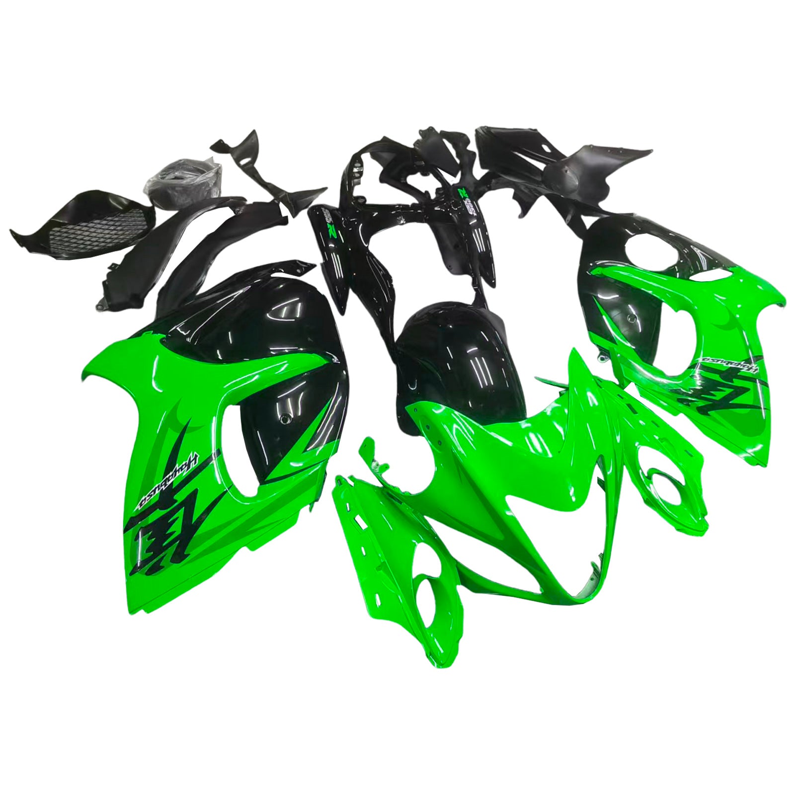 Amotopart 2008–2020 GSX1300R Hayabusa Suzuki Grün&Schwarzes Verkleidungskit