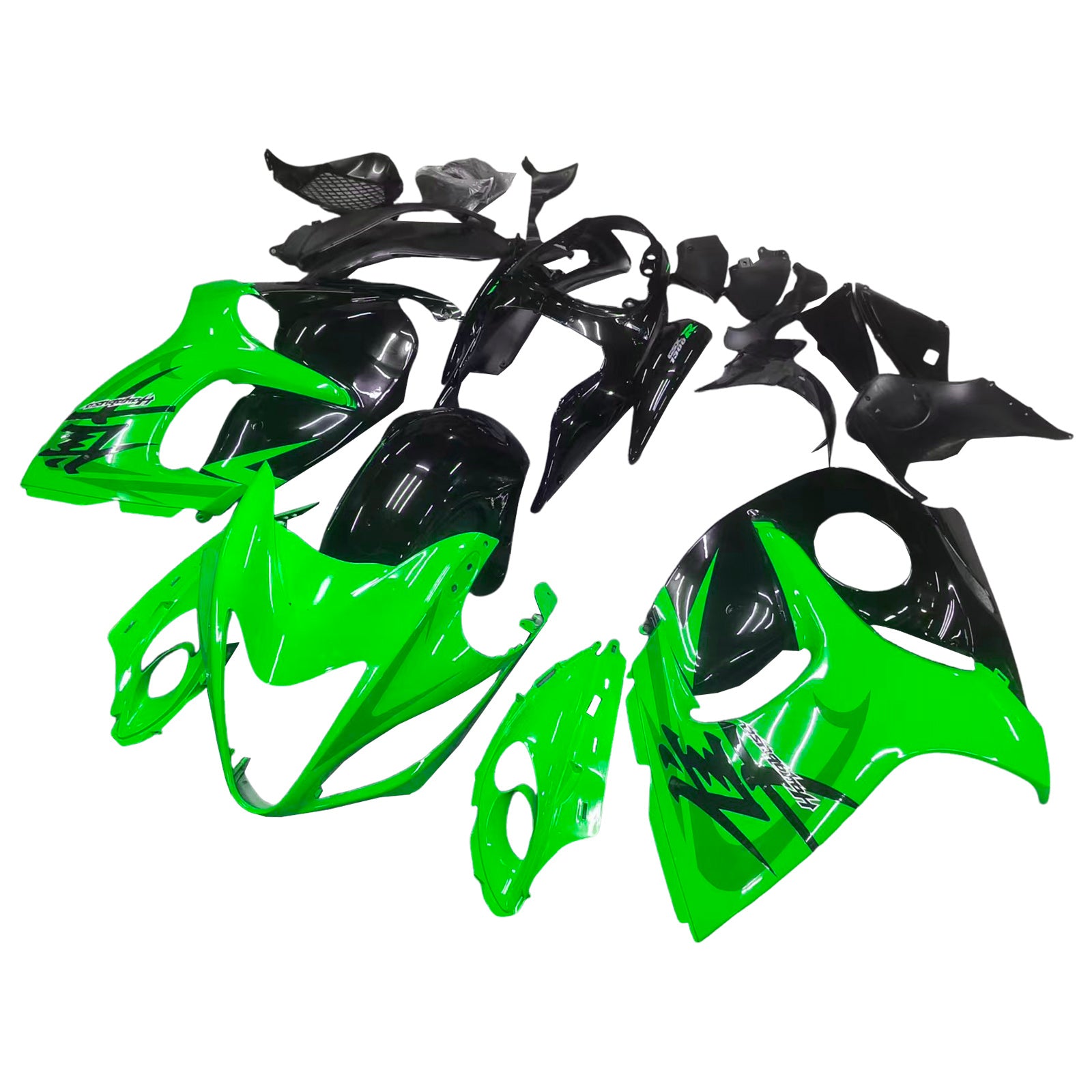 Amotopart 2008–2020 GSX1300R Hayabusa Suzuki Grün&Schwarzes Verkleidungskit