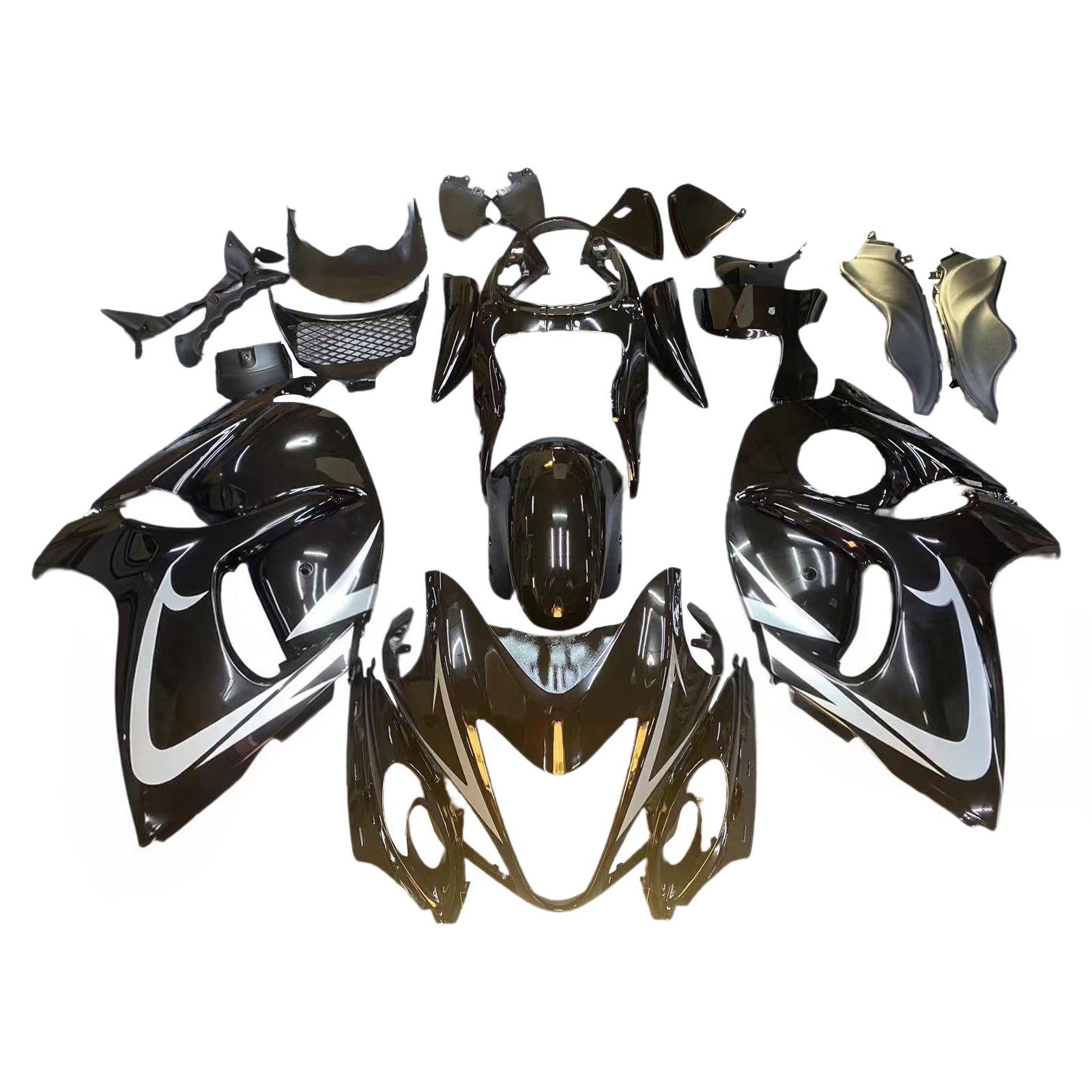 Amotopart 2008-2020 GSX1300R Hayabusa Suzuki Black White Fairing Kit