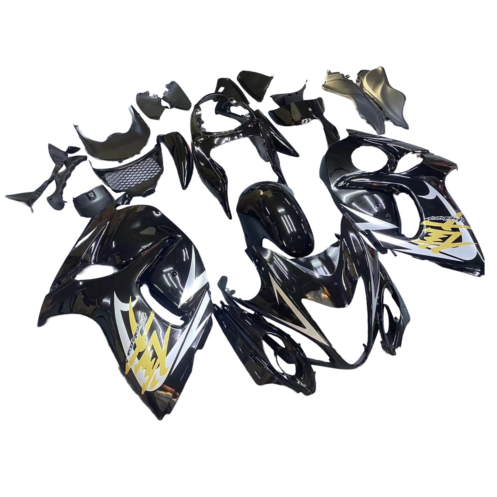 Amotopart 2008–2020 GSX1300R Hayabusa Suzuki Schwarz-Weiß-Verkleidungsset