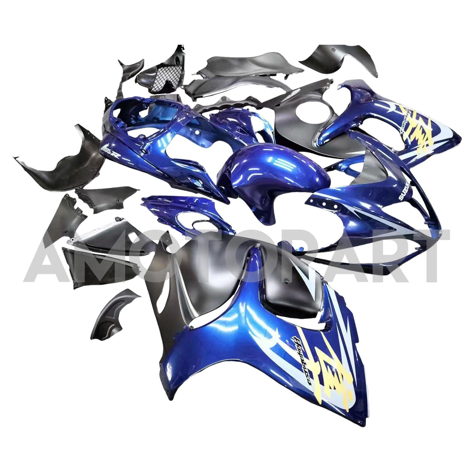 Amotopart 2008-2020 GSX1300R Hayabusa Suzuki Dark Blue with Gold Logo Fairing Kit