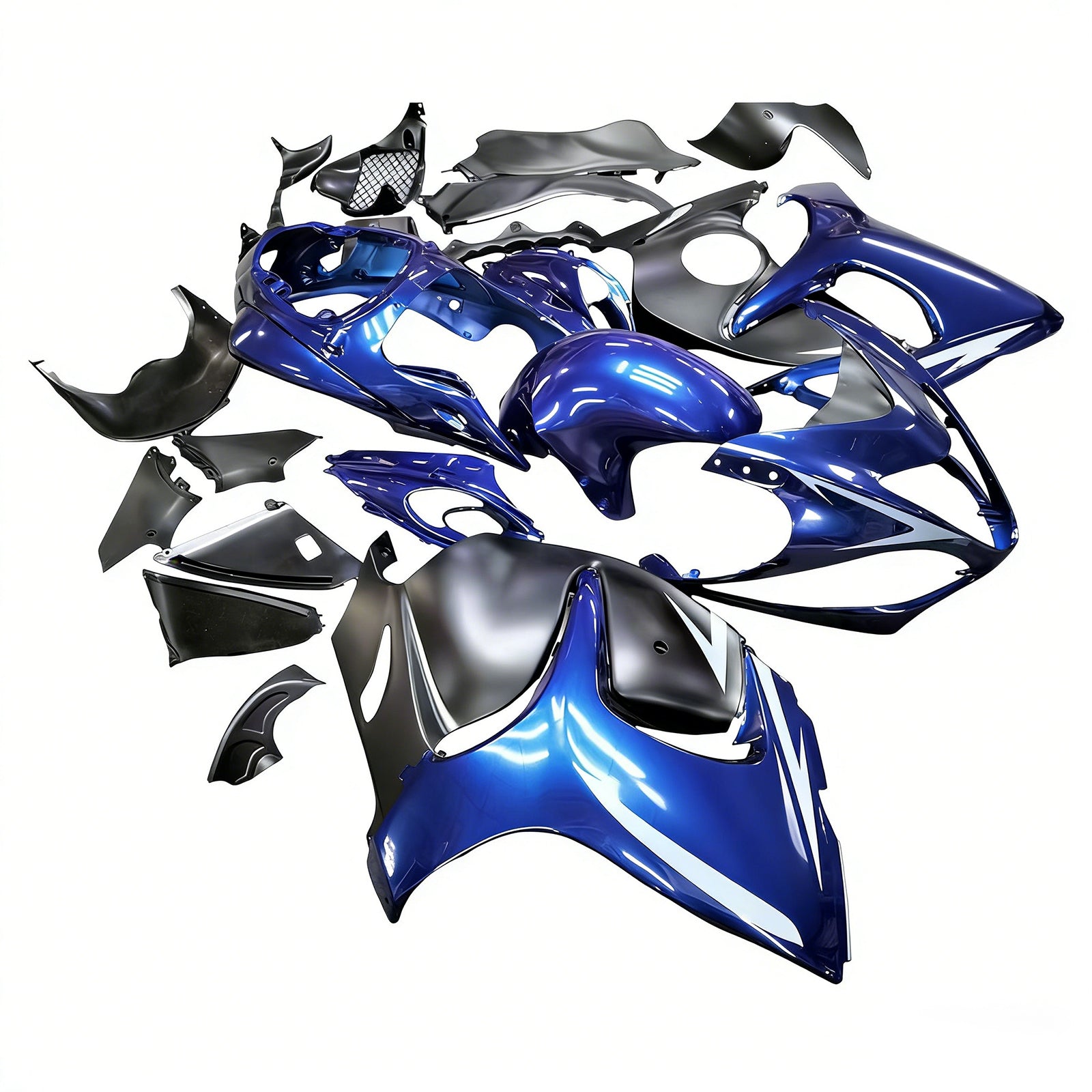 Amotopart 2008-2020 GSX1300R HAYABUSA SUZUKI Bleu foncé avec un carénage de logo or