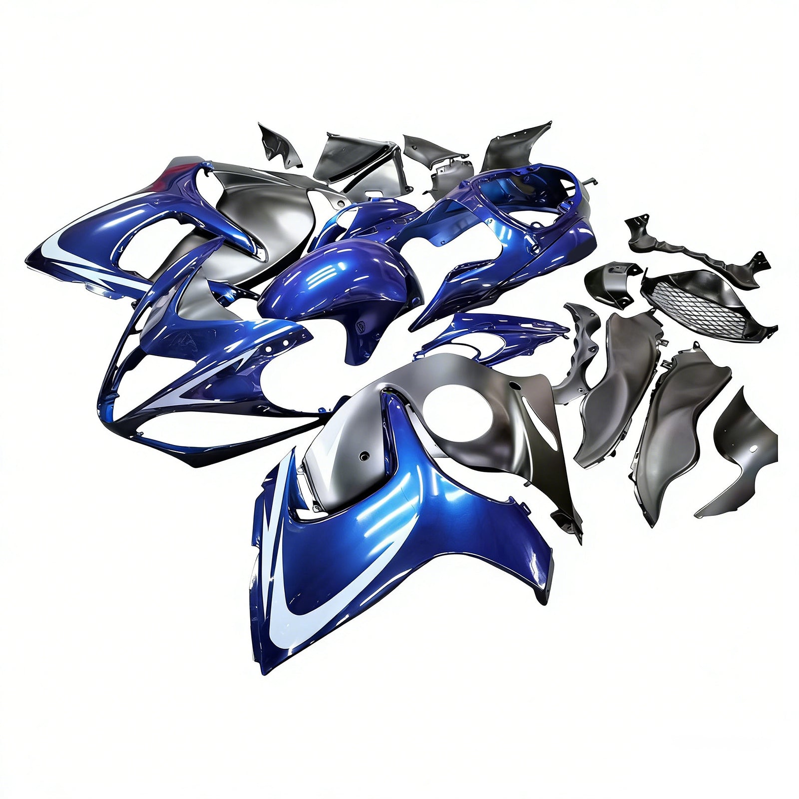 Amotopart 2008-2020 GSX1300R HAYABUSA SUZUKI Bleu foncé avec un carénage de logo or