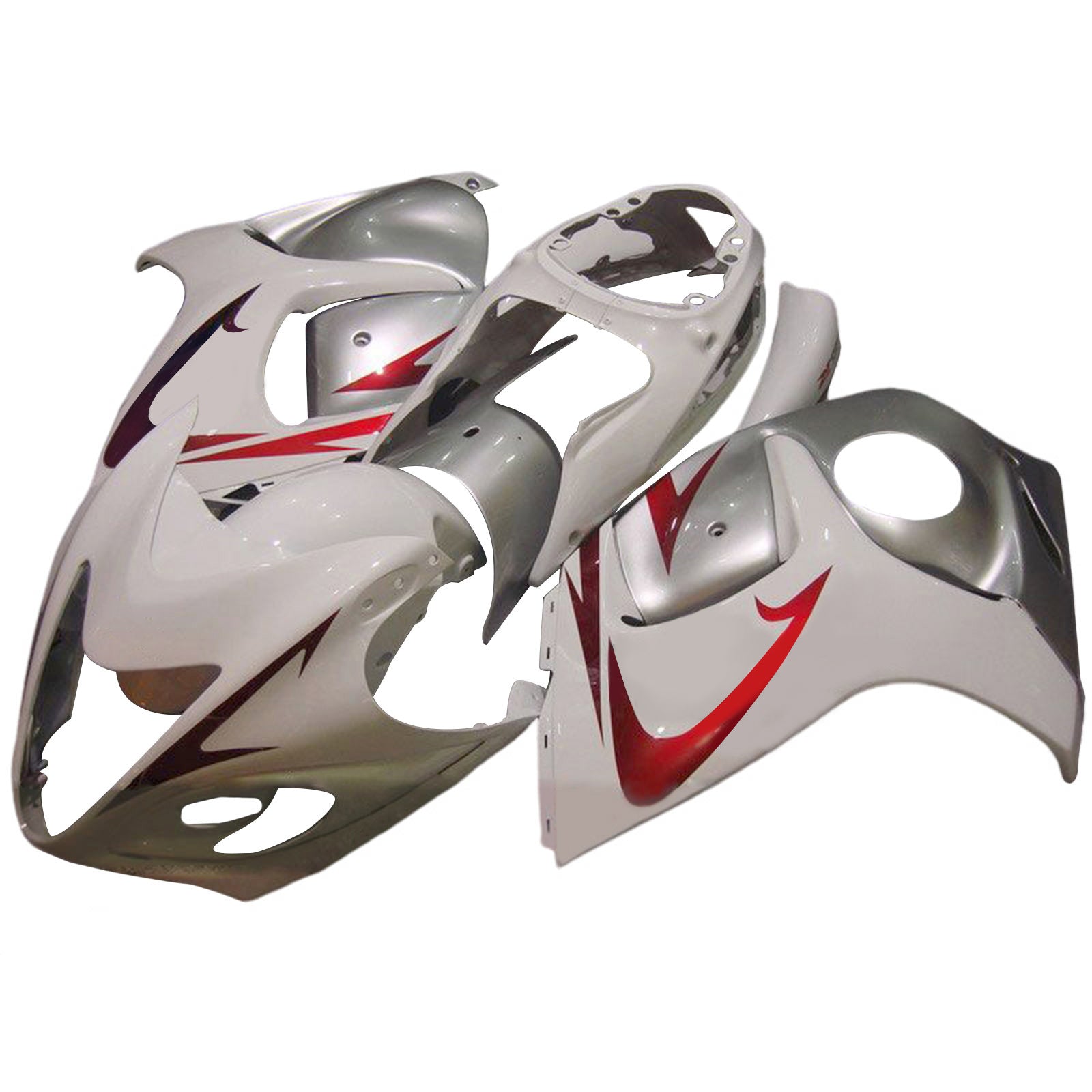 Amotopart 2008-2020 GSX1300R Hayabusa Suzuki Argent&Kit de carénage blanc