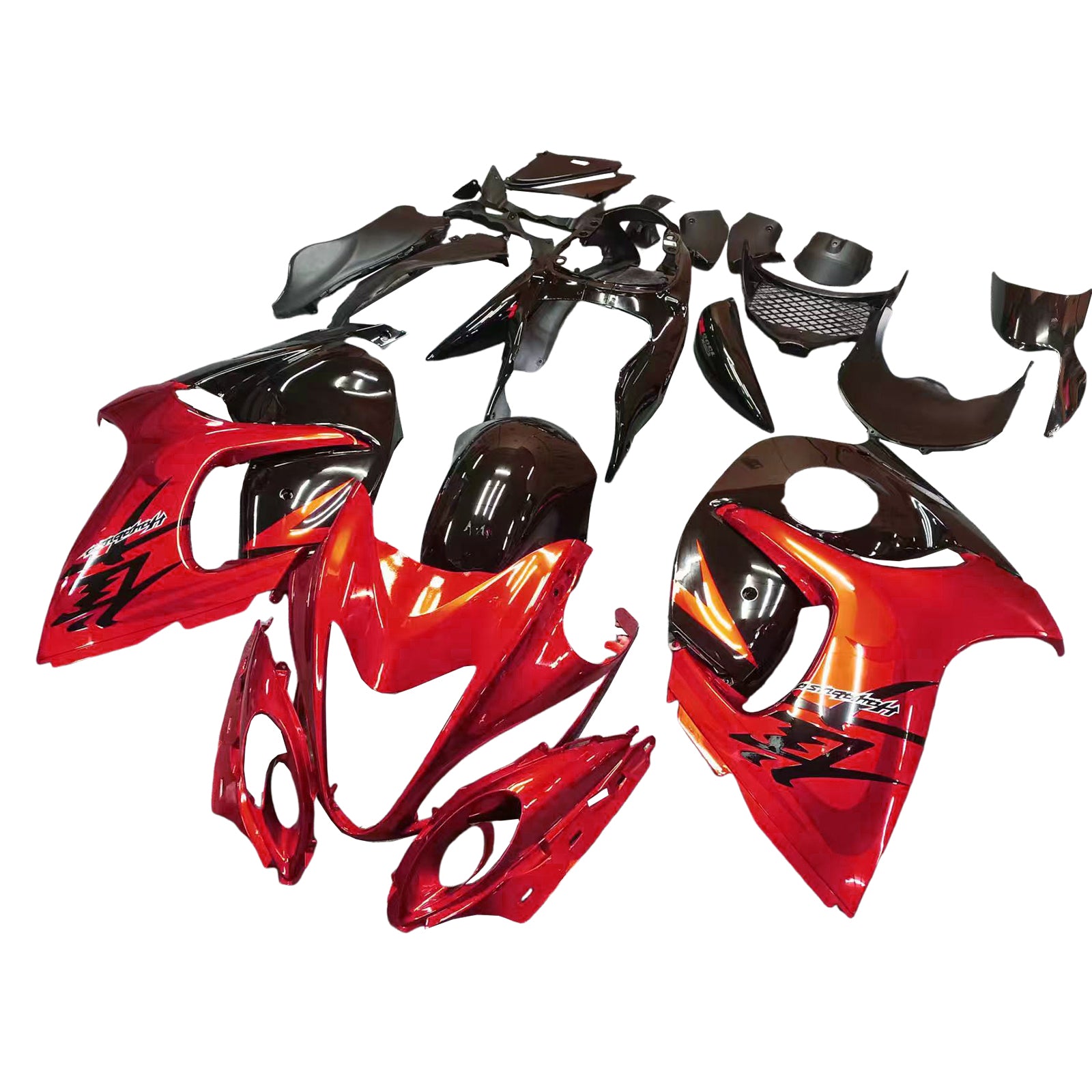Amotopart 2008-2020 GSX1300R Hayabusa Suzuki Glänzend Rot&Schwarzes Verkleidungsset