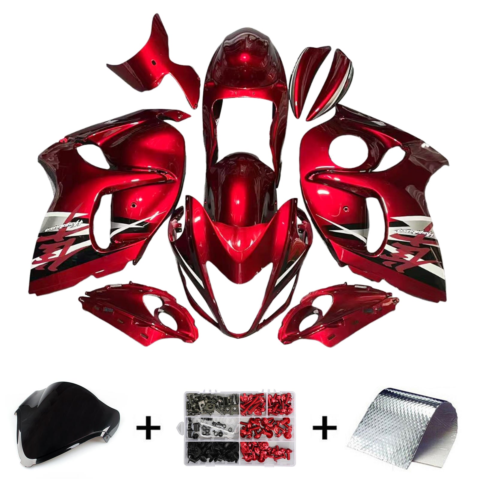 Amotopart 2008-2020 GSX1300R Hayabusa Suzuki Mark Red Fairing Kit