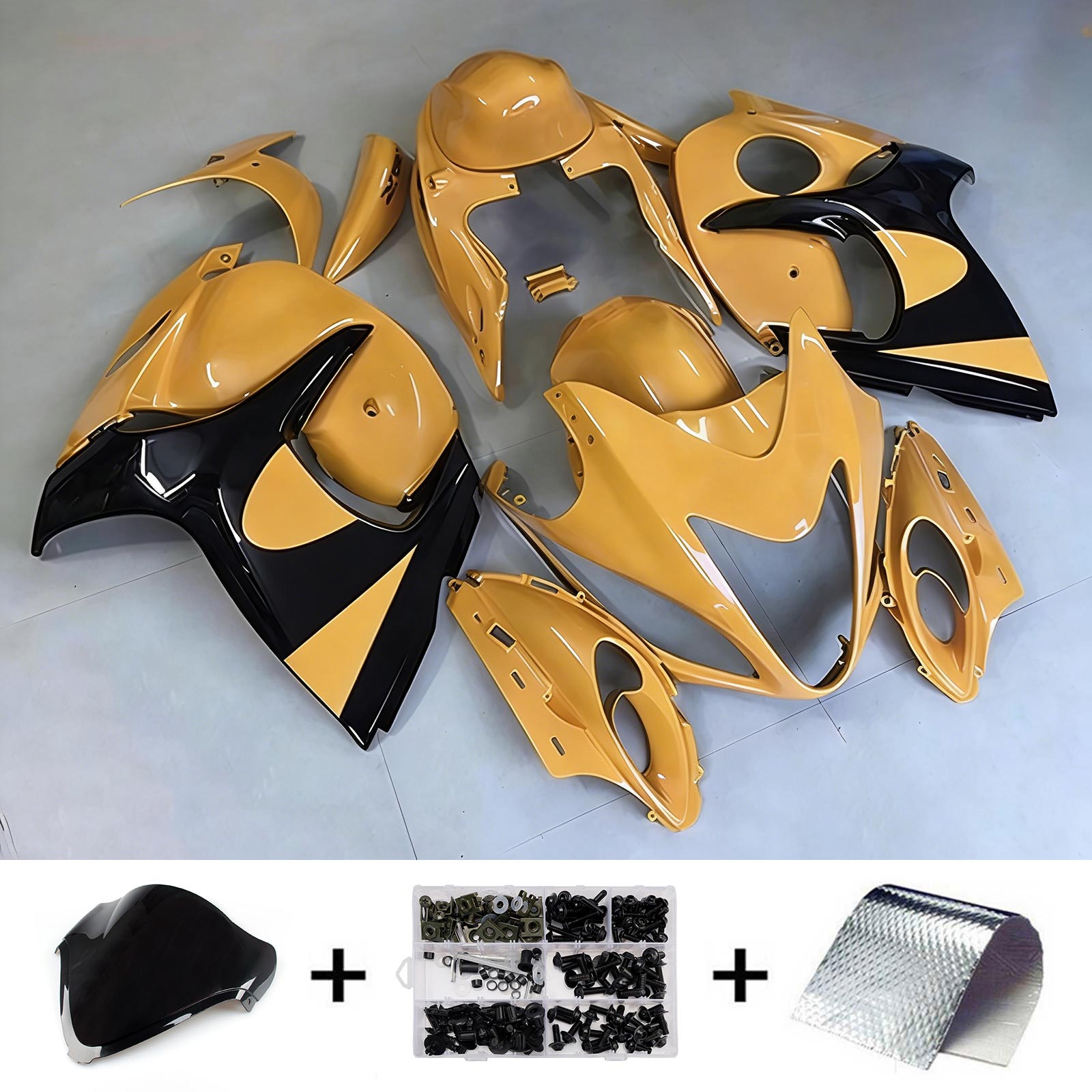 Amotopart 2008-2020 Suzuki Hayabusa GSX1300R Orange Black Fairing Kit