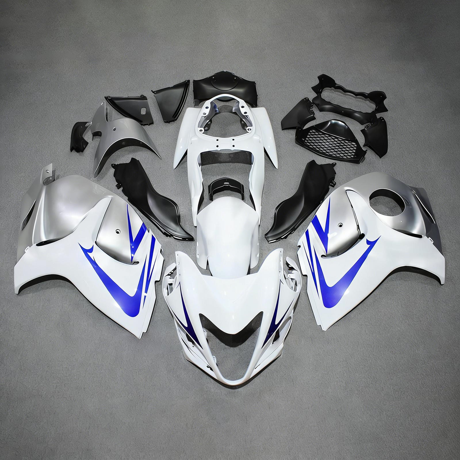 Amotopart 2008-2020 Suzuki Hayabusa GSX1300R White Blue Black Fairing Kit