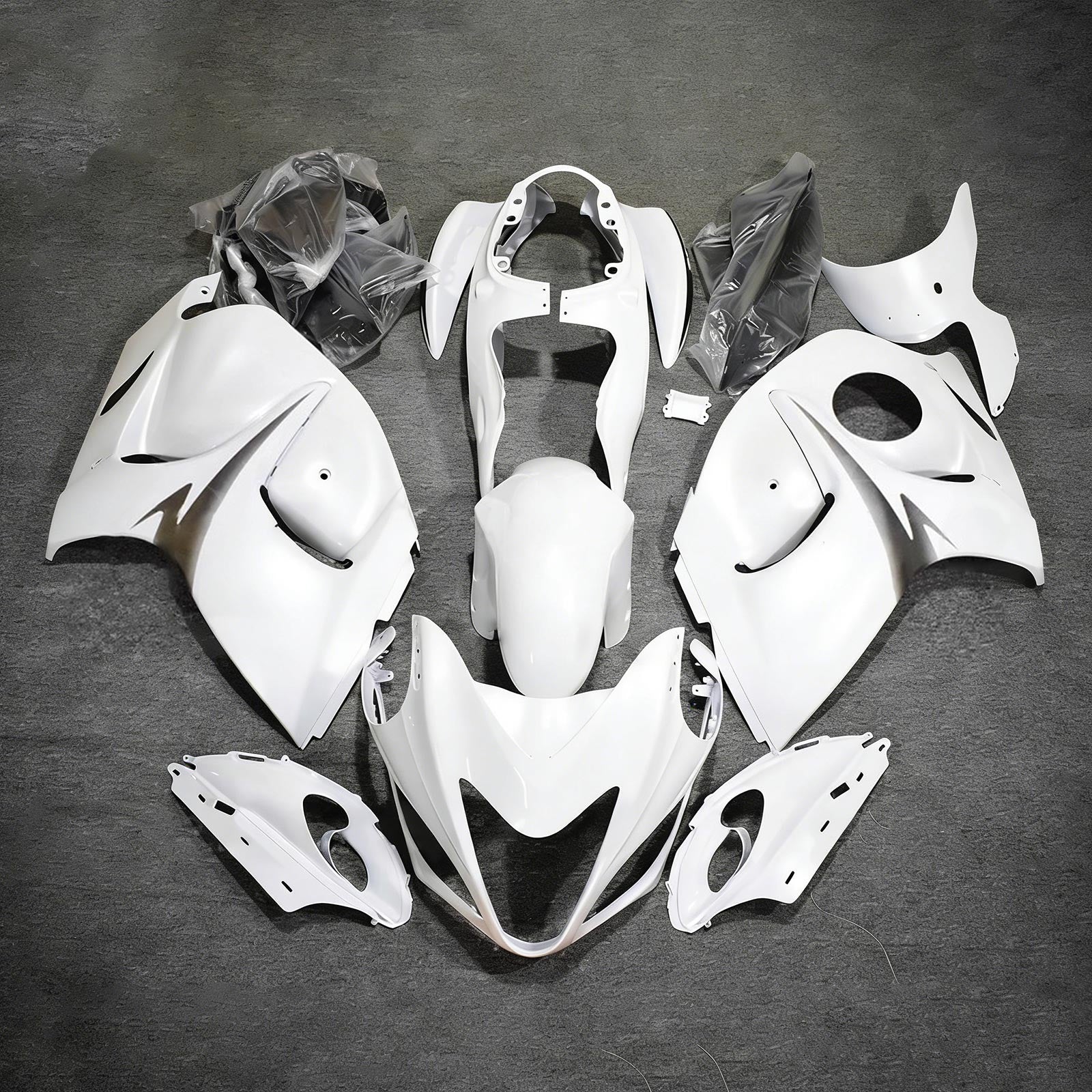 Amotopart 2008-2020 Suzuki Hayabusa GSX1300R White Silver Fairing Kit