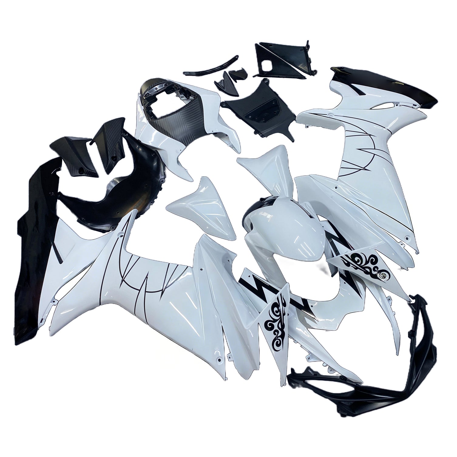 Amotopart 2011-2025 Suzuki GSXR 600/750 Glossy White Black Fairing Kit