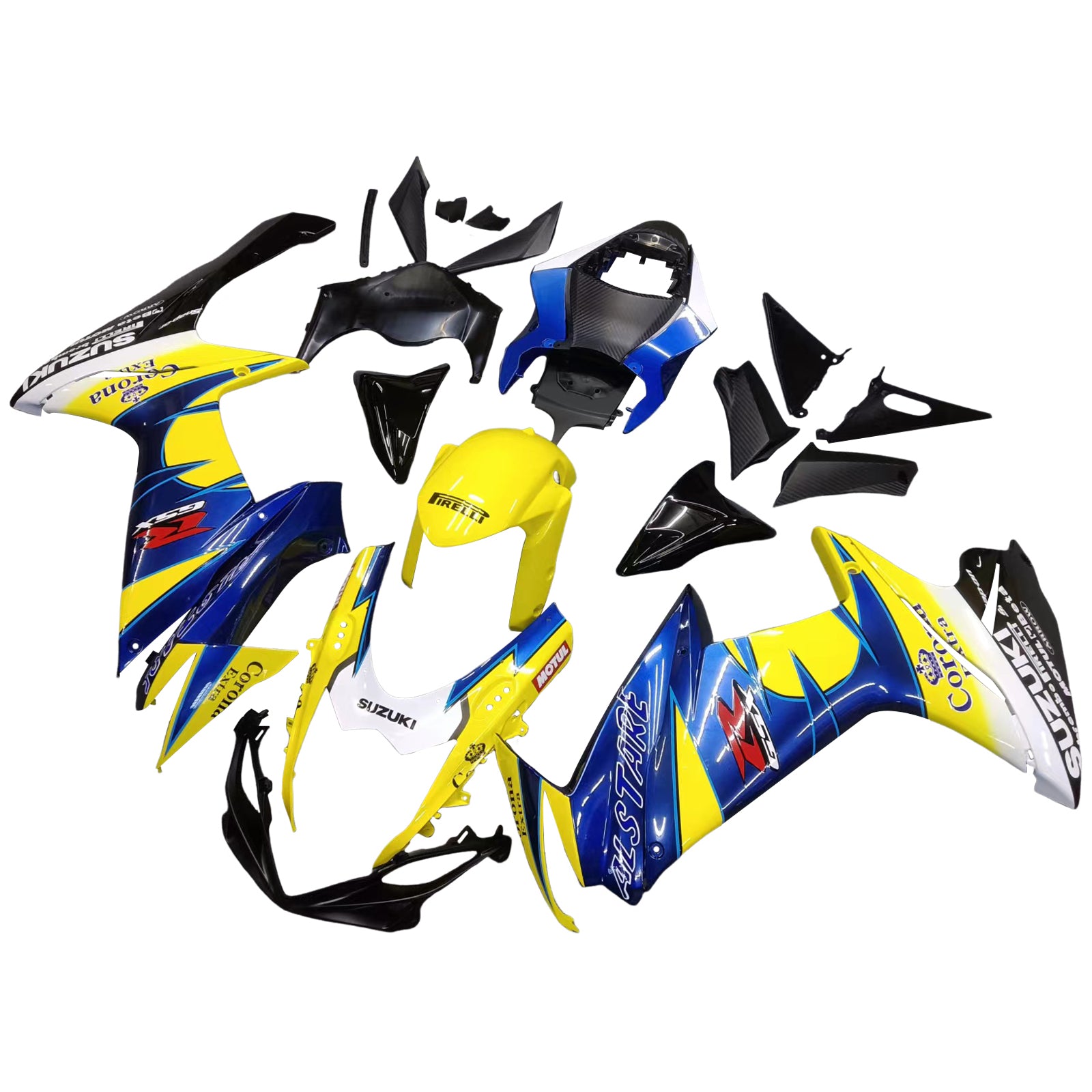 Amotopart 2011-2024 Suzuki GSXR 600/750 Blue&Yellow Fairing Kit