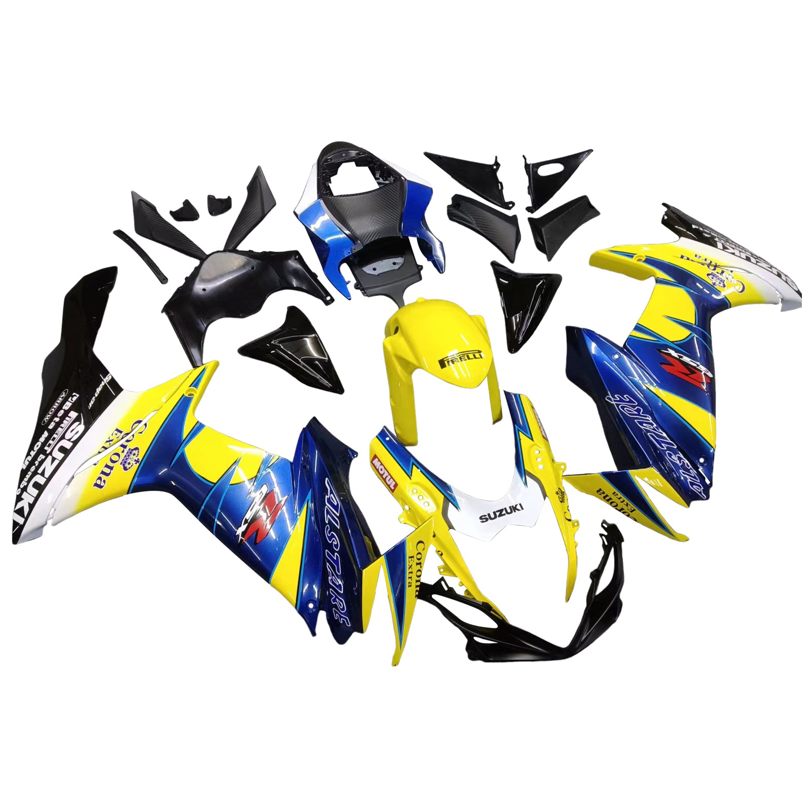 Amotopart 2011-2024 Suzuki GSXR 600/750 Blue&Yellow Fairing Kit