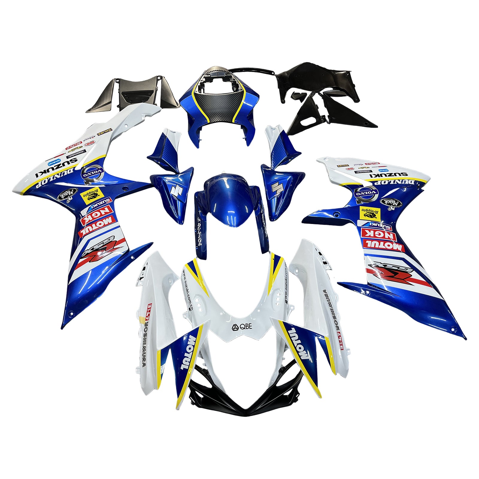 Amotopart 2011-2024 GSXR 600/750 Suzuki Blue&White with Logo Fairing Kit