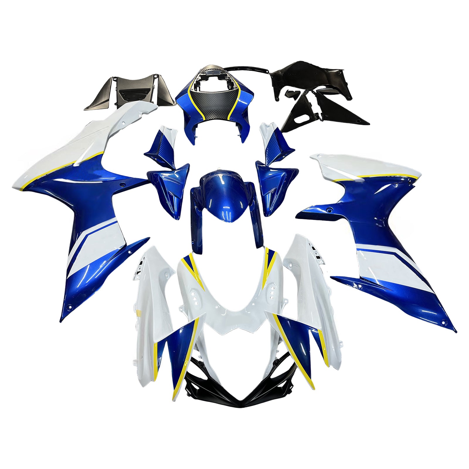 Amotopart 2011-2025 GSXR 600/750 Suzuki Blue&White Fairing Kit