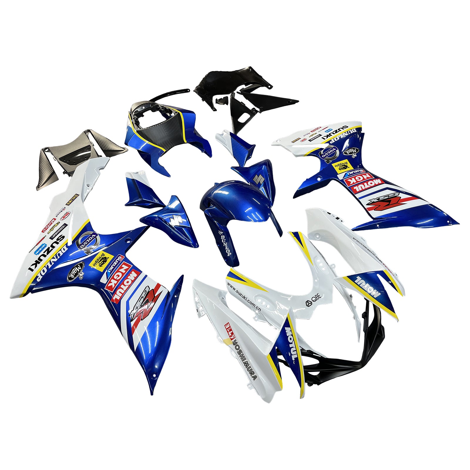 Amotopart 2011-2024 GSXR 600/750 Suzuki Blue&White with Logo Fairing Kit