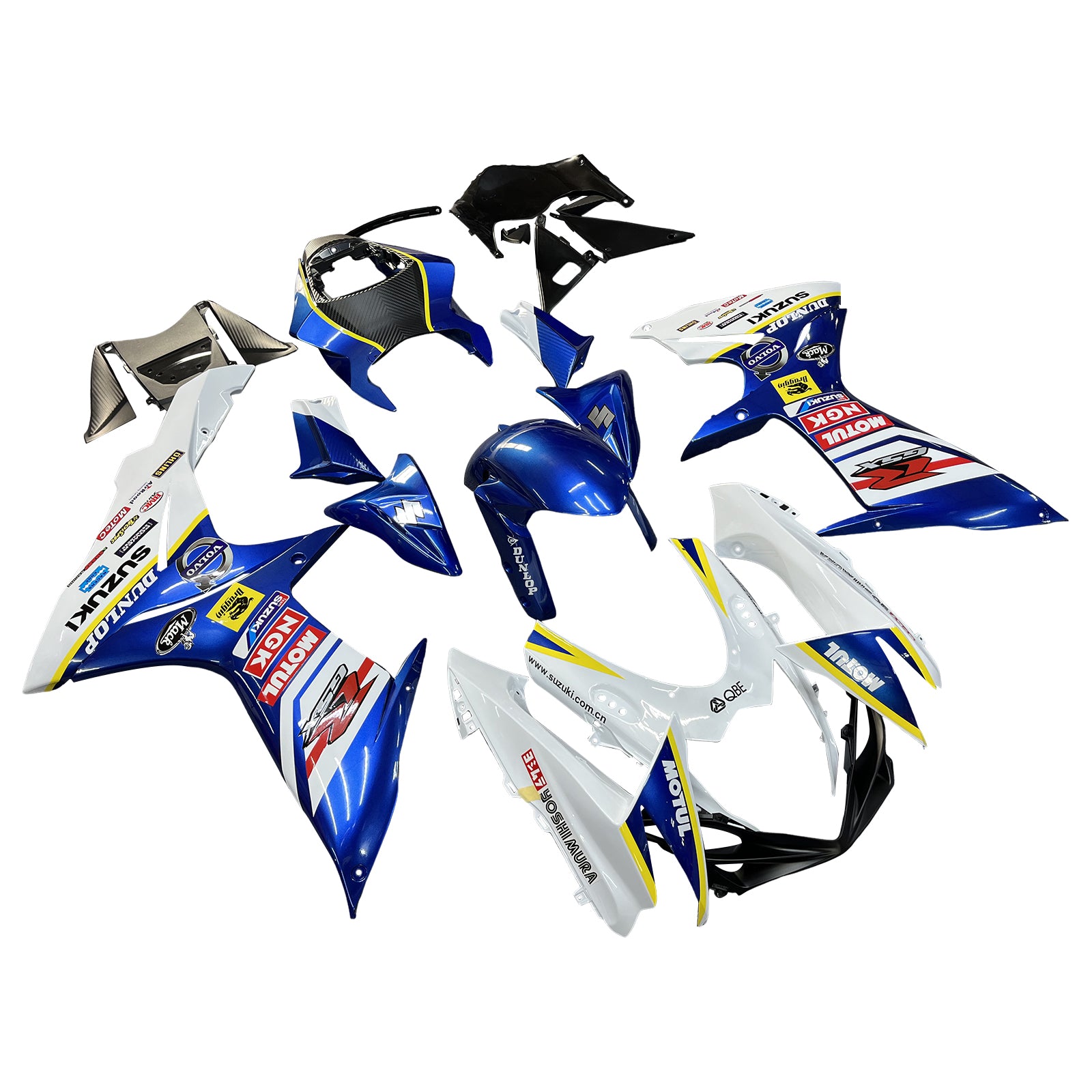 Amotopart 2011–2024 GSXR 600/750 Suzuki Blau-Weiß mit Logo-Verkleidungsset