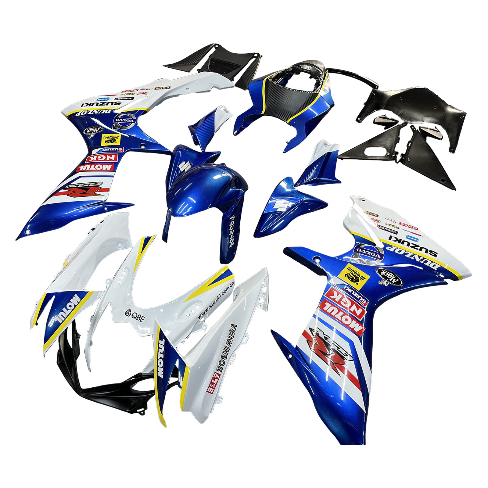 Amotopart 2011-2024 GSXR 600/750 Suzuki Blue&White with Logo Fairing Kit