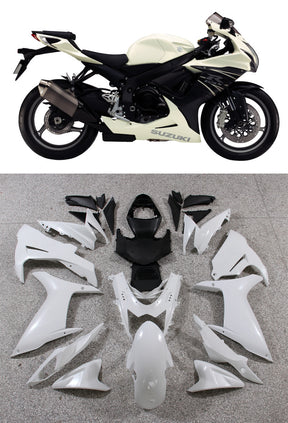 Amotopart Suzuki 2011–2022 GSXR 600/750 Weiß mit rotem Logo Verkleidungsset