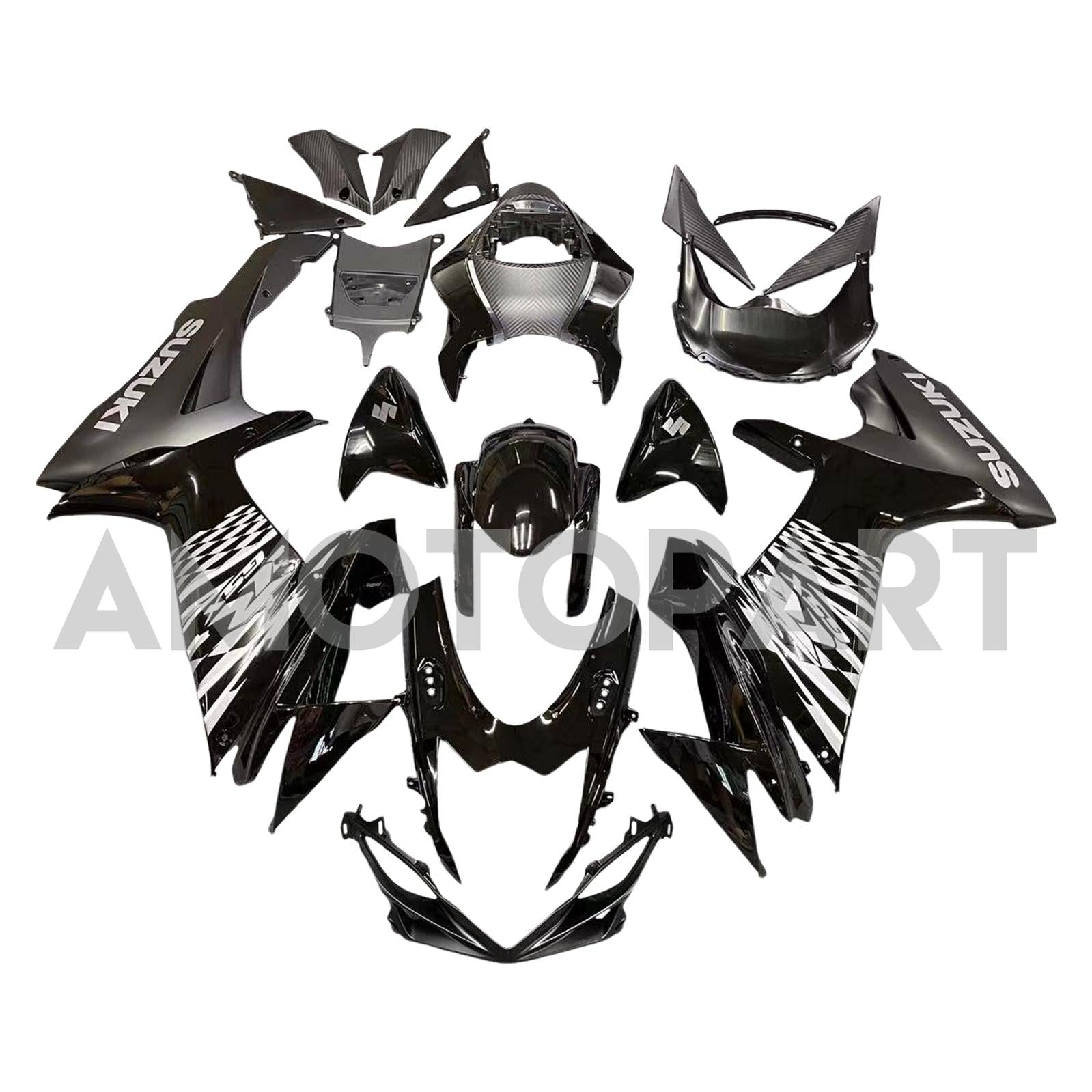 Amotopart 2011-2025 Suzuki GSXR 600/750 Fairing Black&Grey Kit
