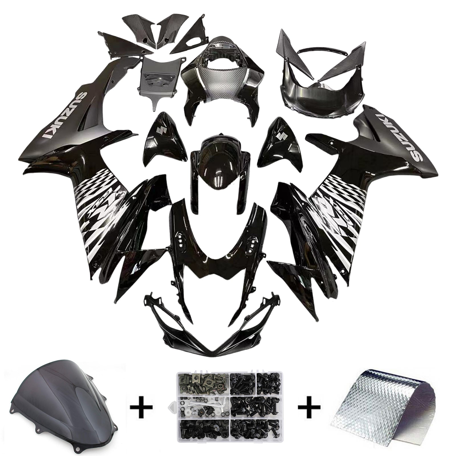 Amotopart 2011-2024 Suzuki GSXR 600/750 Fairing Black&Grey Kit