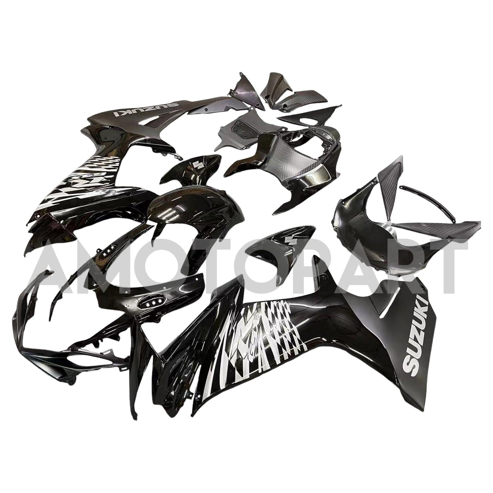 Amotopart 2011–2025 Suzuki GSXR 600/750 Verkleidung, Schwarz&Graues Kit