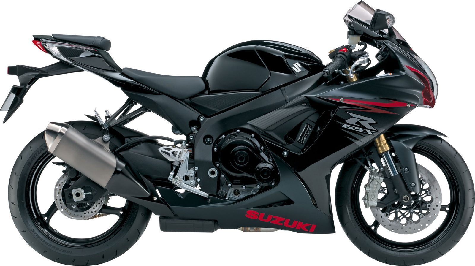 Amotopart 2011–2024 GSXR 600/750 Suzuki Matt&Gloss Black mit roten Akzenten Verkleidungsset