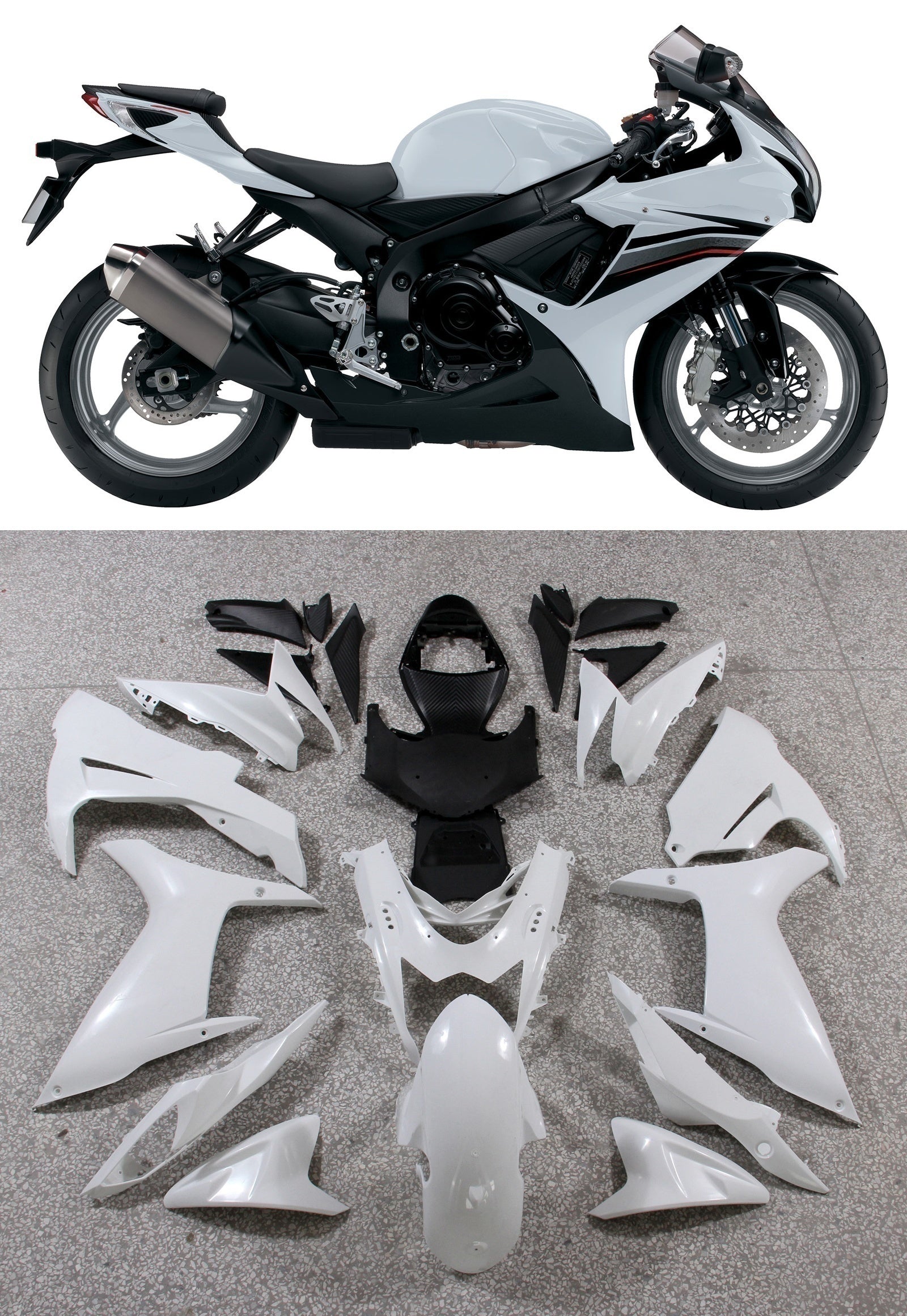 Amotopart 2011-2026 Suzuki GSXR 600/750 White Fairing Kit