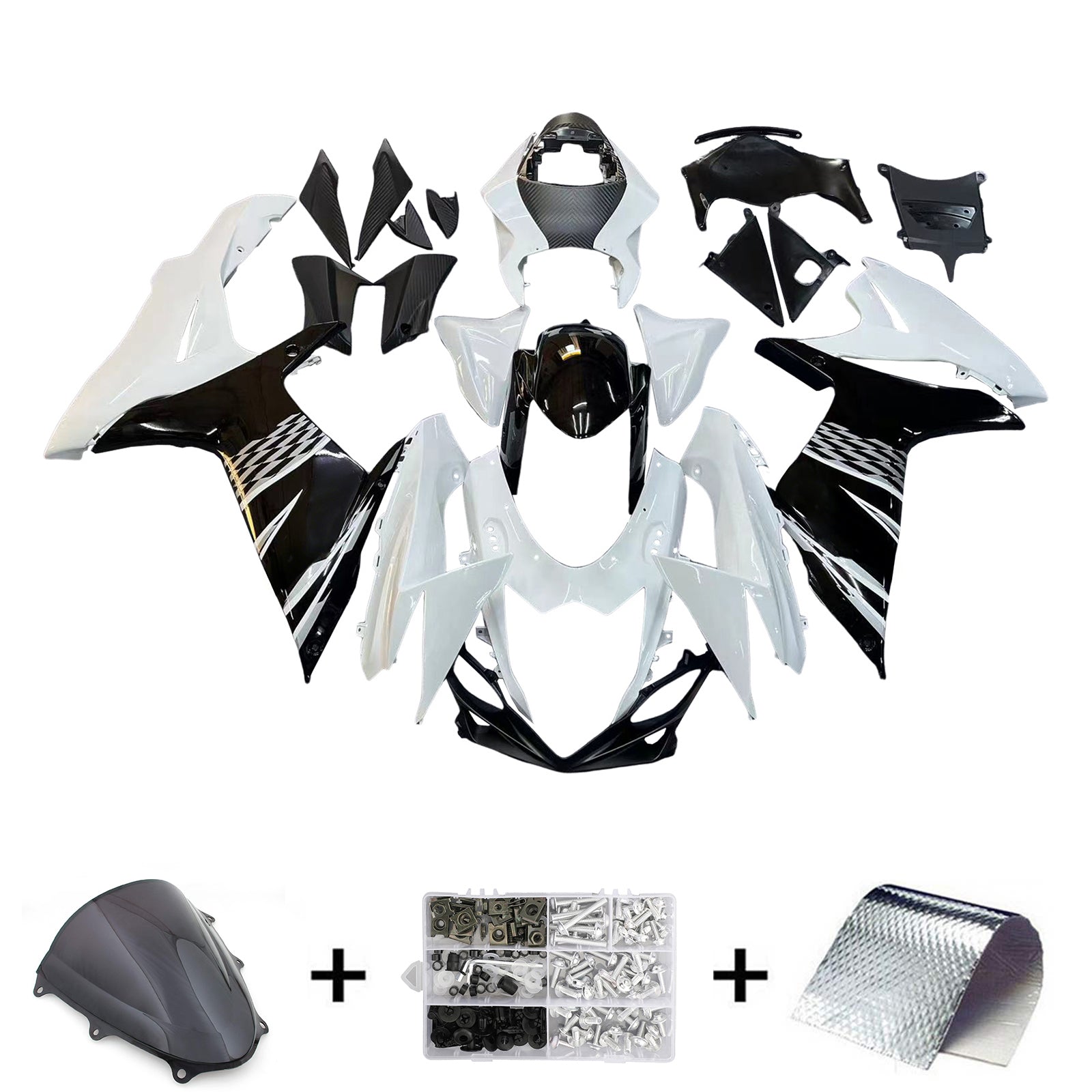 Amotopart 2011-2026 Suzuki GSXR 600/750 White Black Fairing Kit
