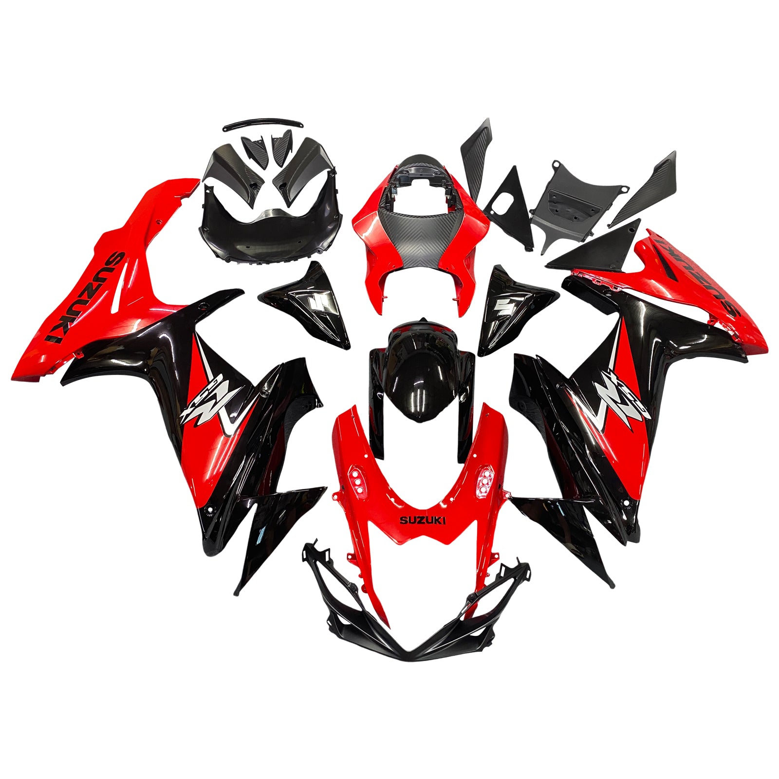 Amotopart 2011-2024 Suzuki GSXR 600/750 Fairing Black&Red Kit