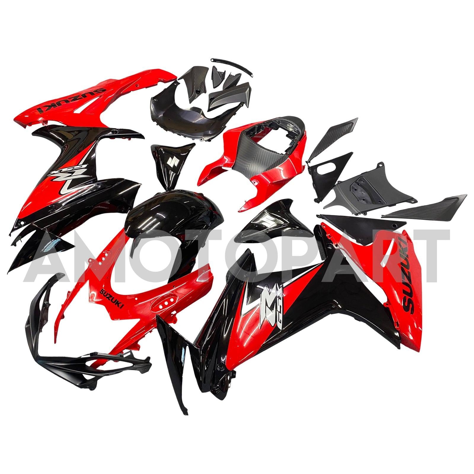 Amotopart 2011-2025 Suzuki GSXR 600/750 Fairing Black&Red Kit