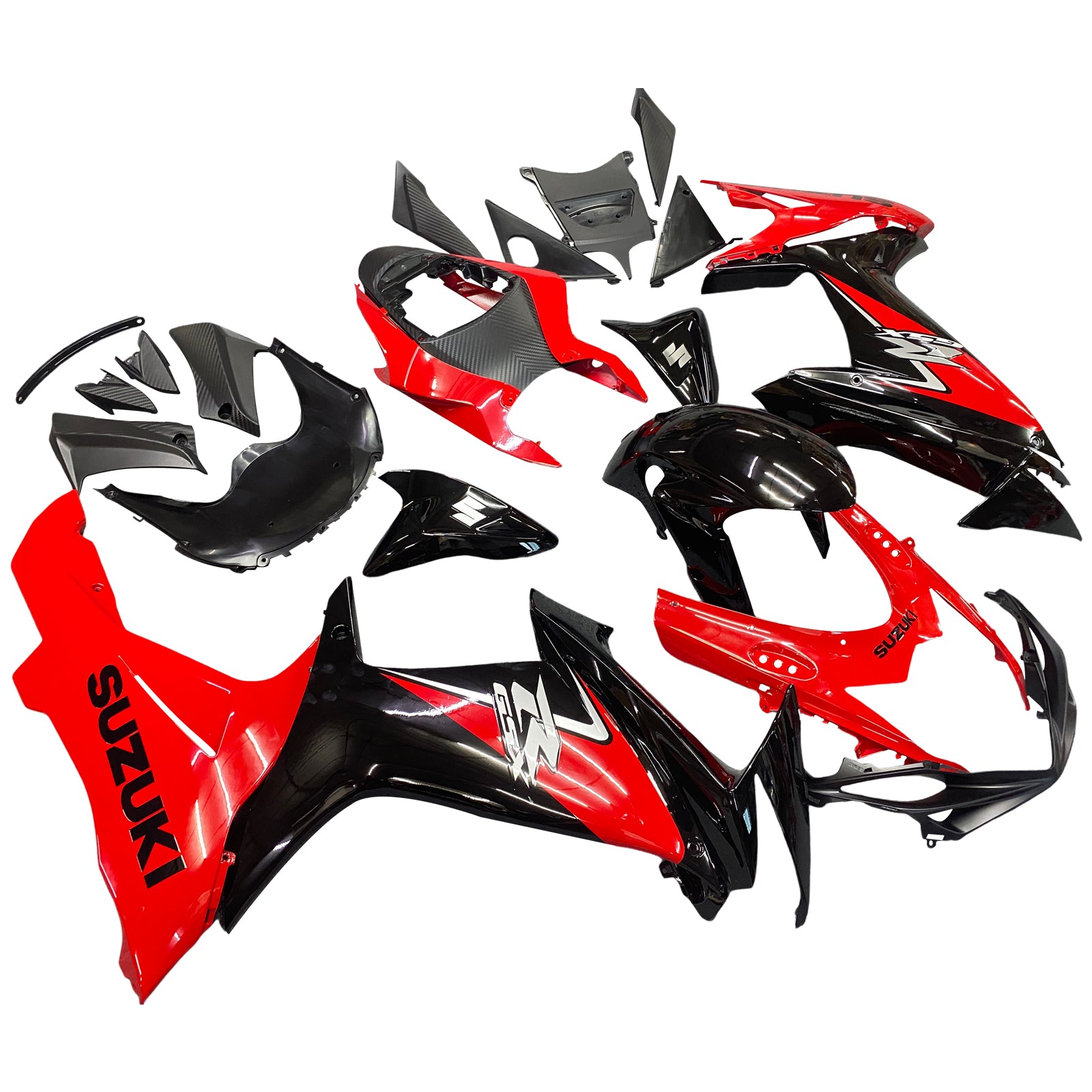 Amotopart 2011-2024 Suzuki GSXR 600/750 Fairing Black&Red Kit