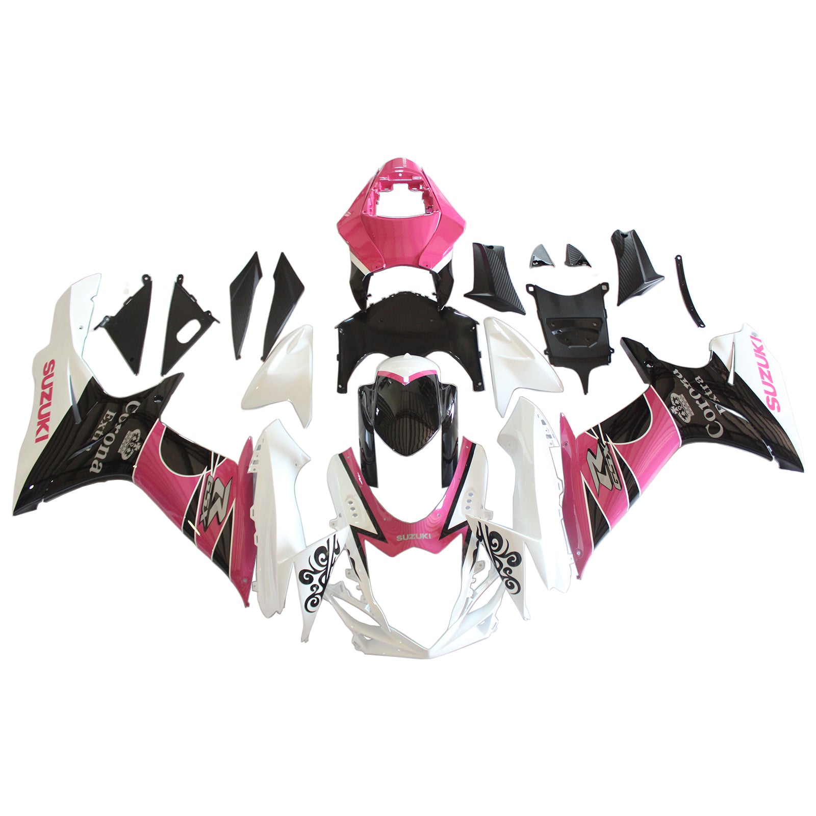 Amotopart Suzuki 2011-2024 GSXR 600/750 Kit de carenado negro rosa blanco