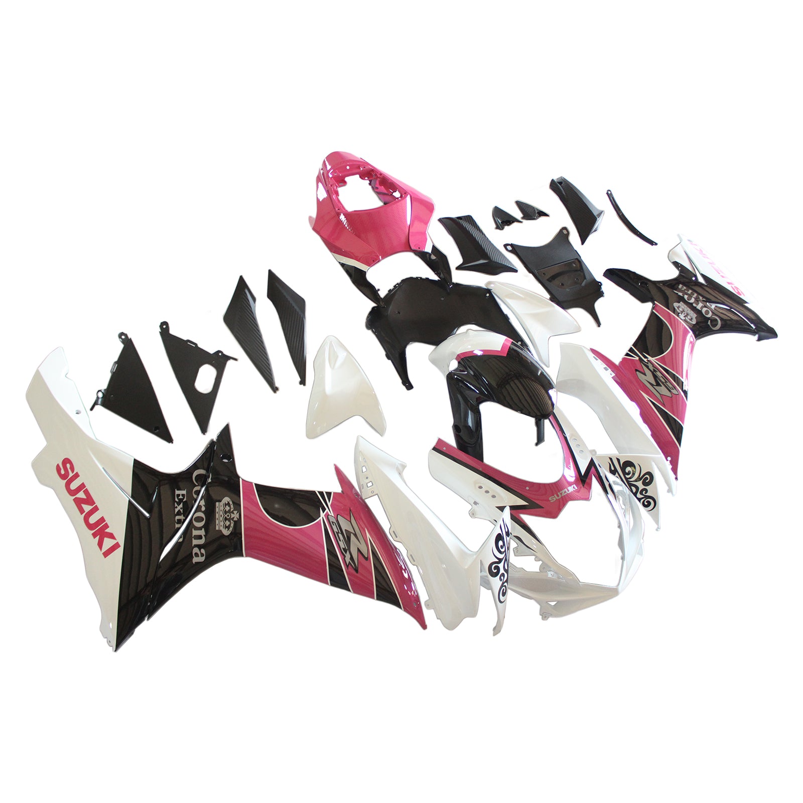 Amotopart Verkleidungssatz für Suzuki 2011–2024 GSXR 600/750, Schwarz, Pink, Weiß