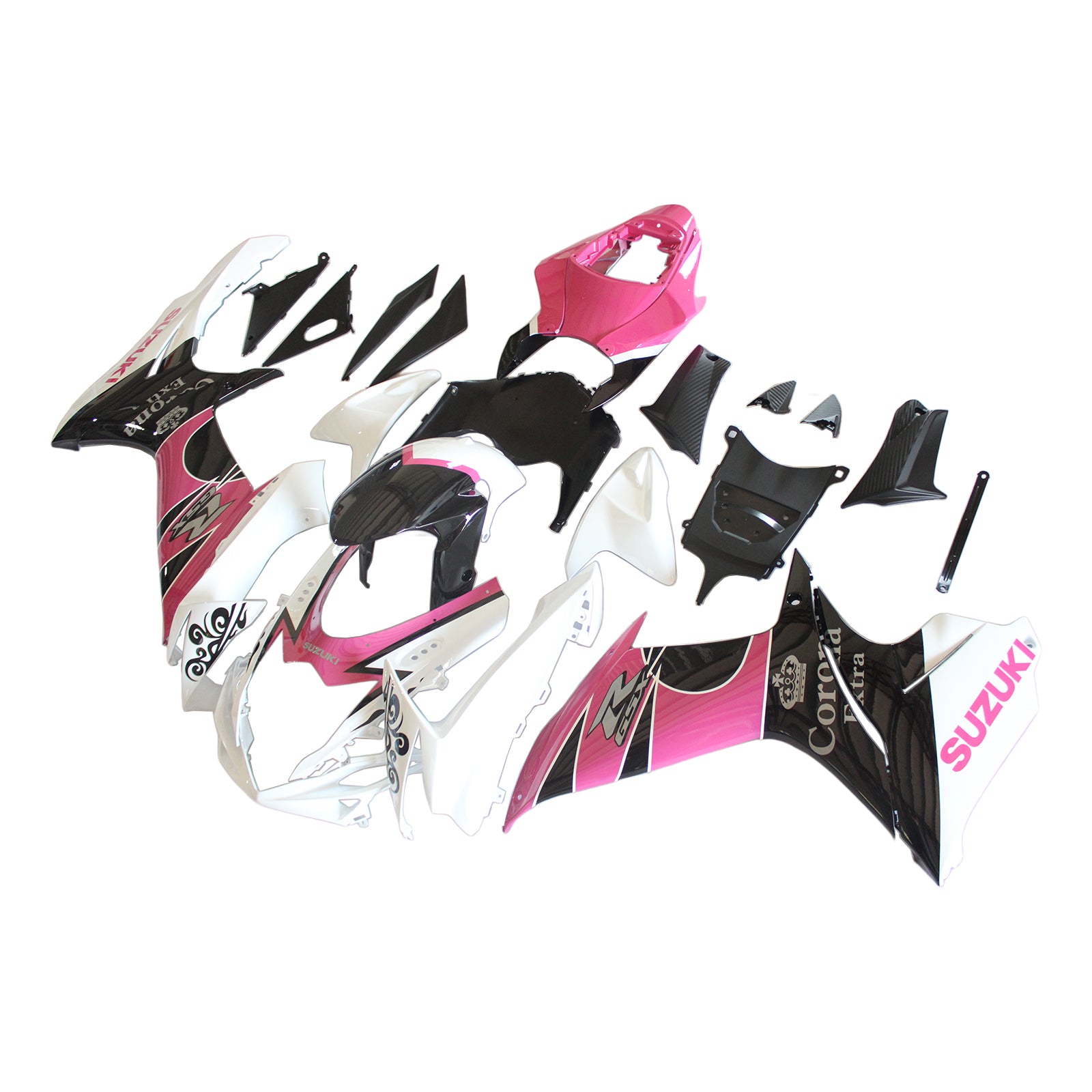 Amotopart Verkleidungssatz für Suzuki 2011–2024 GSXR 600/750, Schwarz, Pink, Weiß