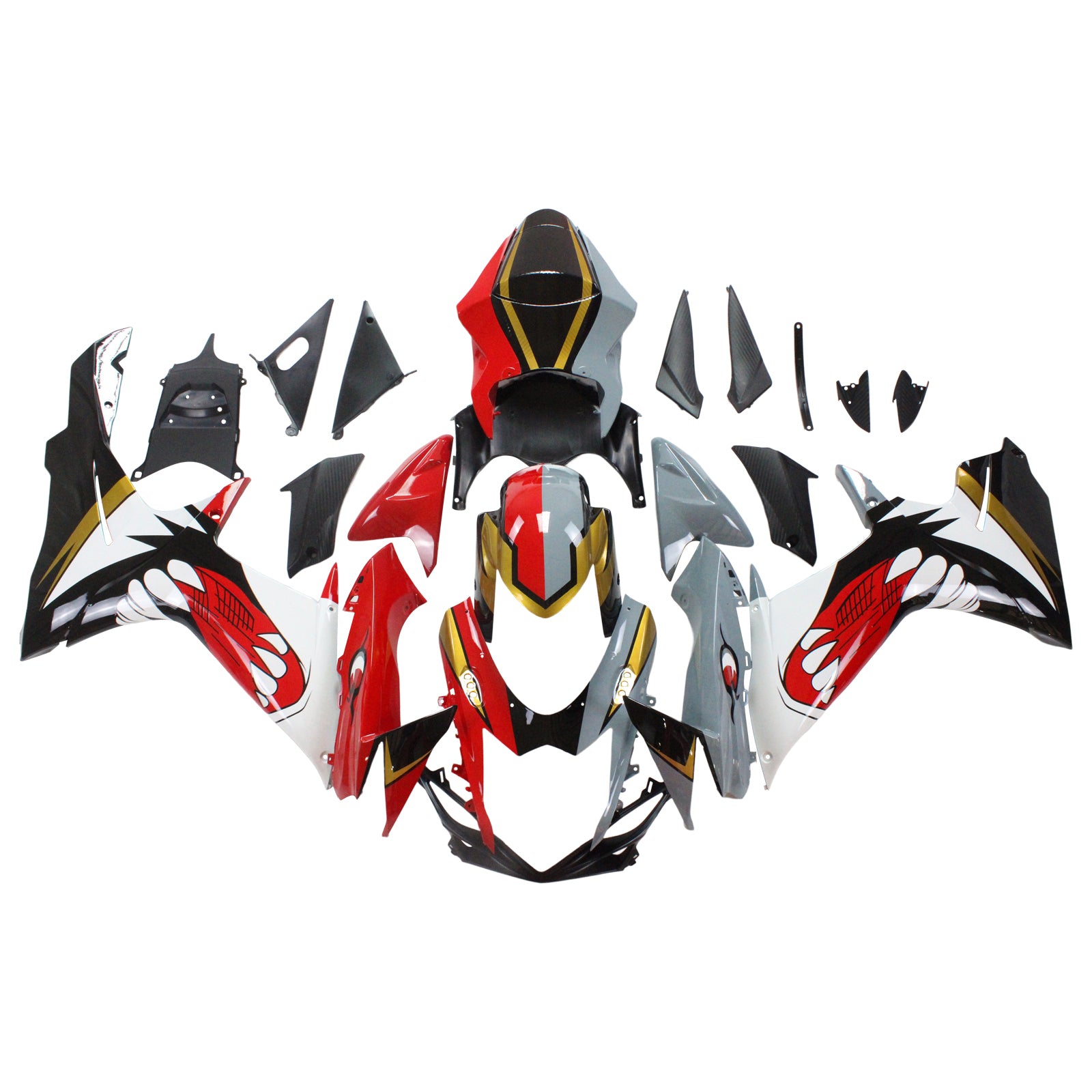 Amotopart Suzuki 2011-2024 GSXR 600/750 Red Gray Shark Fairing Kit