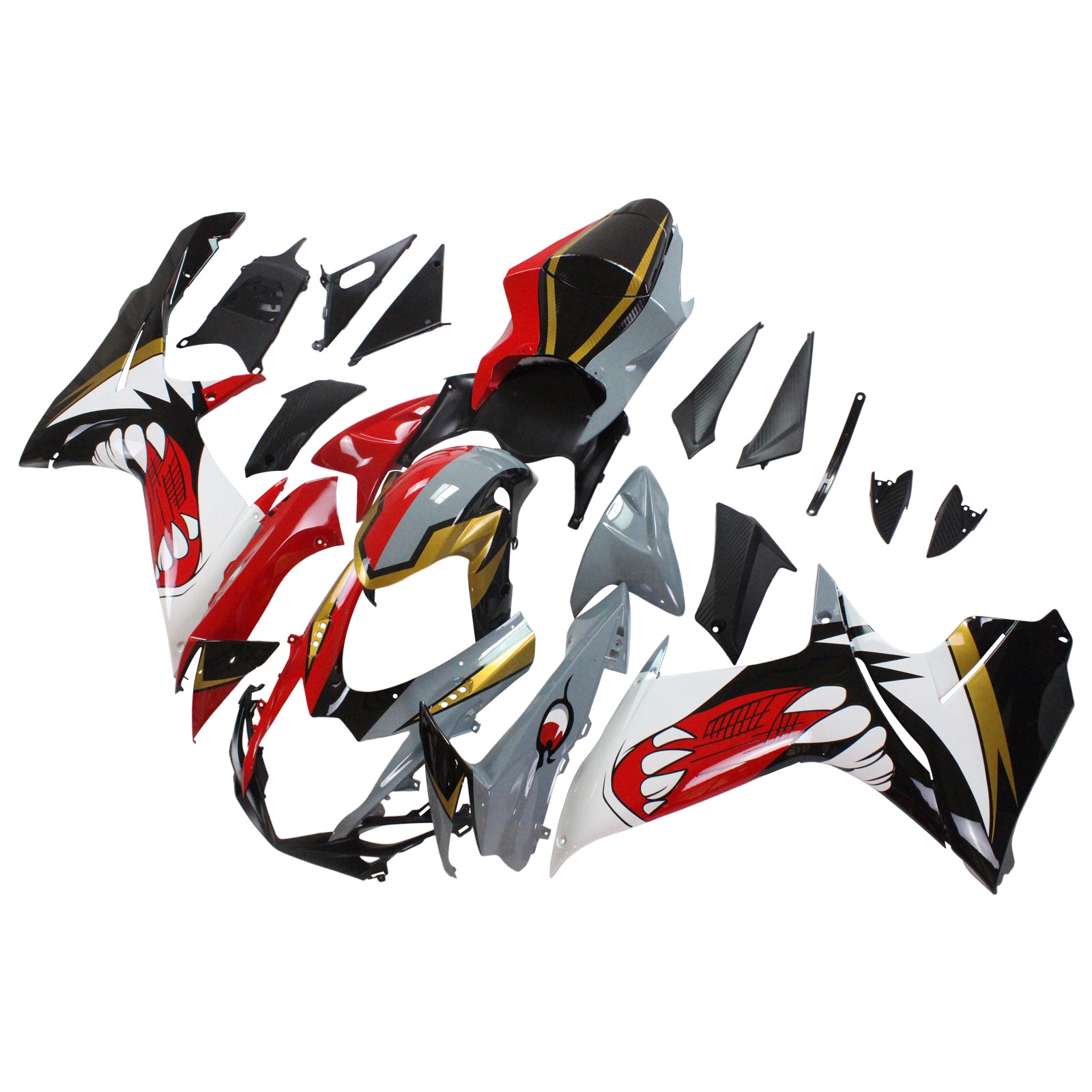 Amotopart Suzuki 2011–2024 GSXR 600/750 Rot Grau Shark Verkleidungssatz