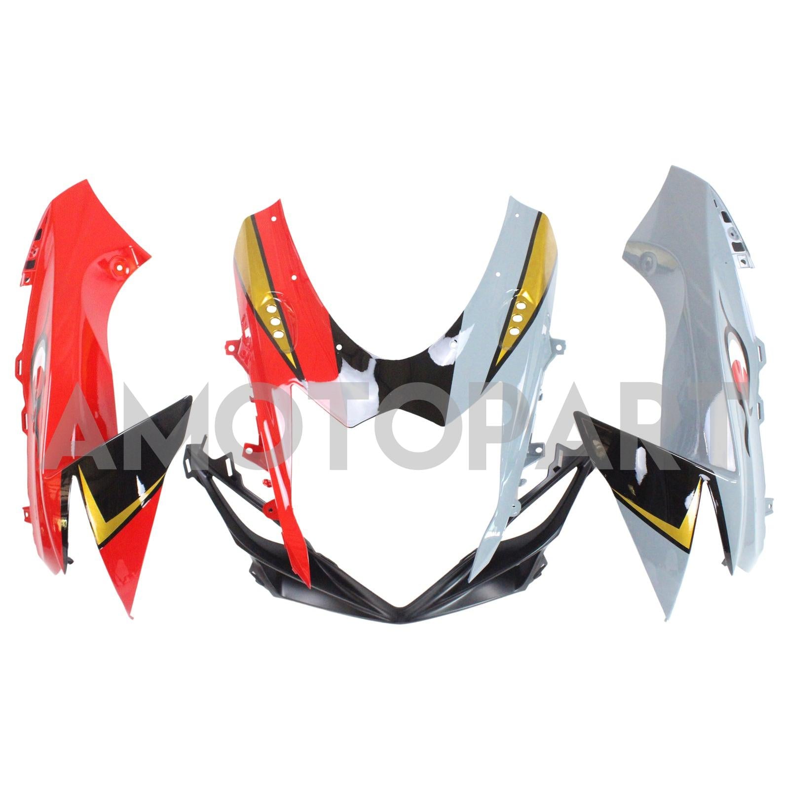 Amotopart Suzuki 2011-2025 GSXR 600/750 Red Gray Shark Fairing Kit