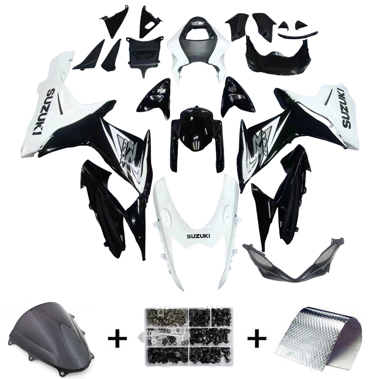 Kit carena Amotopart Suzuki GSXR 600/750 nero bianco 2011-2023