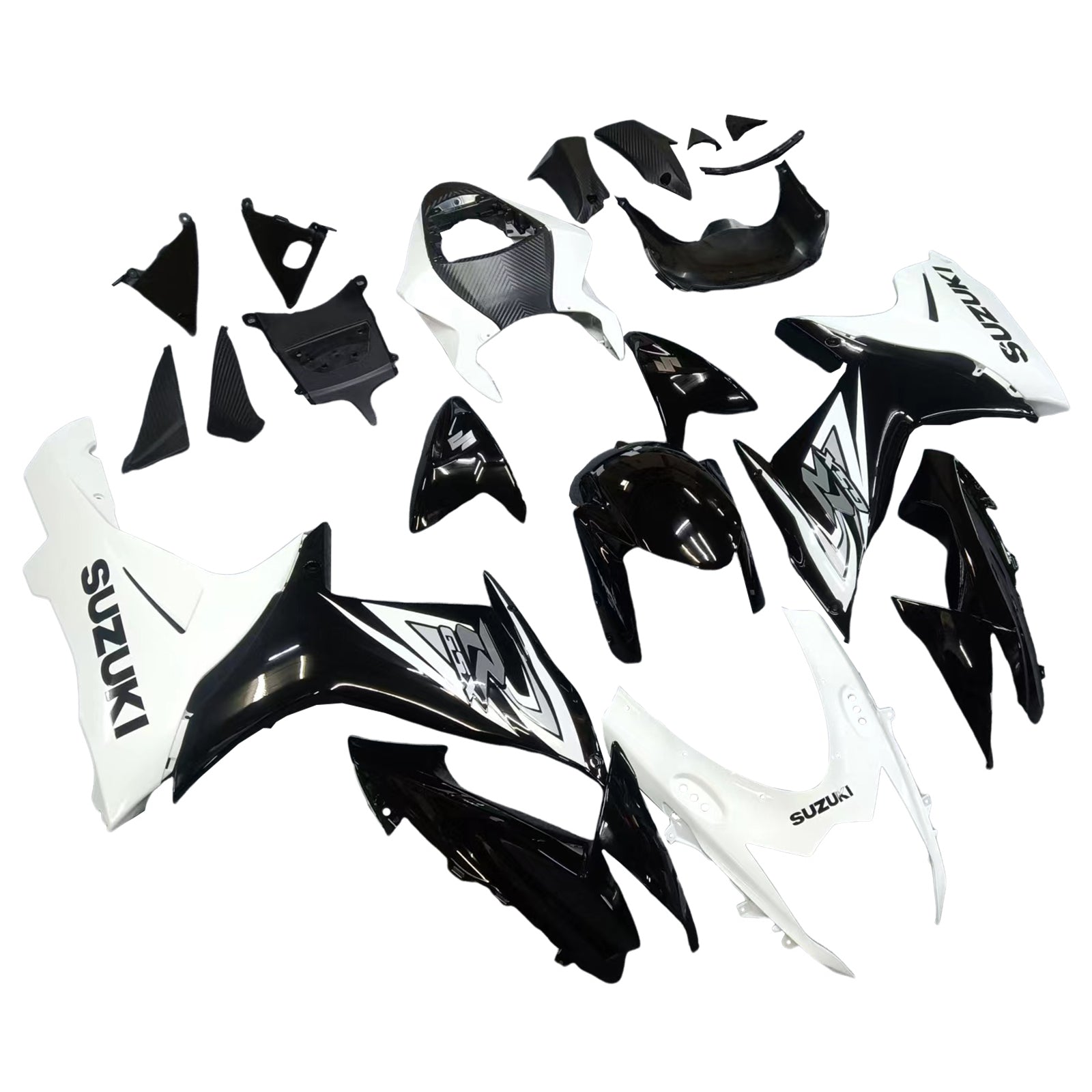 Amotopart Suzuki 2011–2023 GSXR 600/750 Schwarz-weißes Verkleidungsset