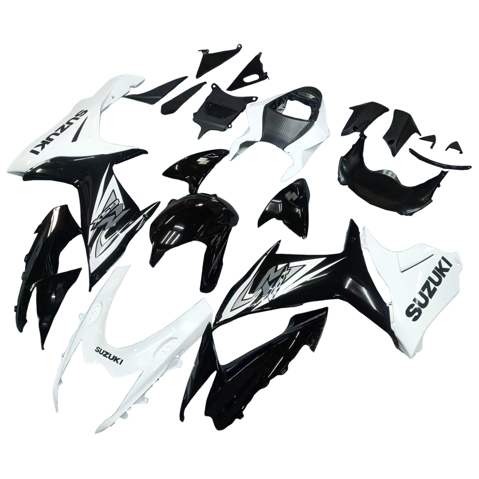 Amotopart Suzuki 2011–2023 GSXR 600/750 Schwarz-weißes Verkleidungsset