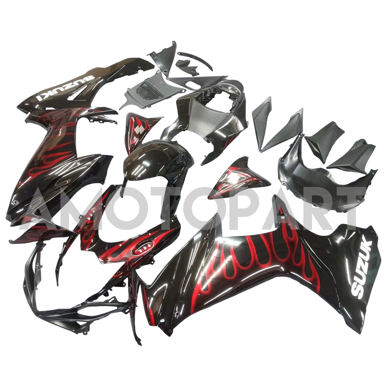 Amotopart Suzuki 2011-2025 GSXR 600/750 Black Red Fairing Kit